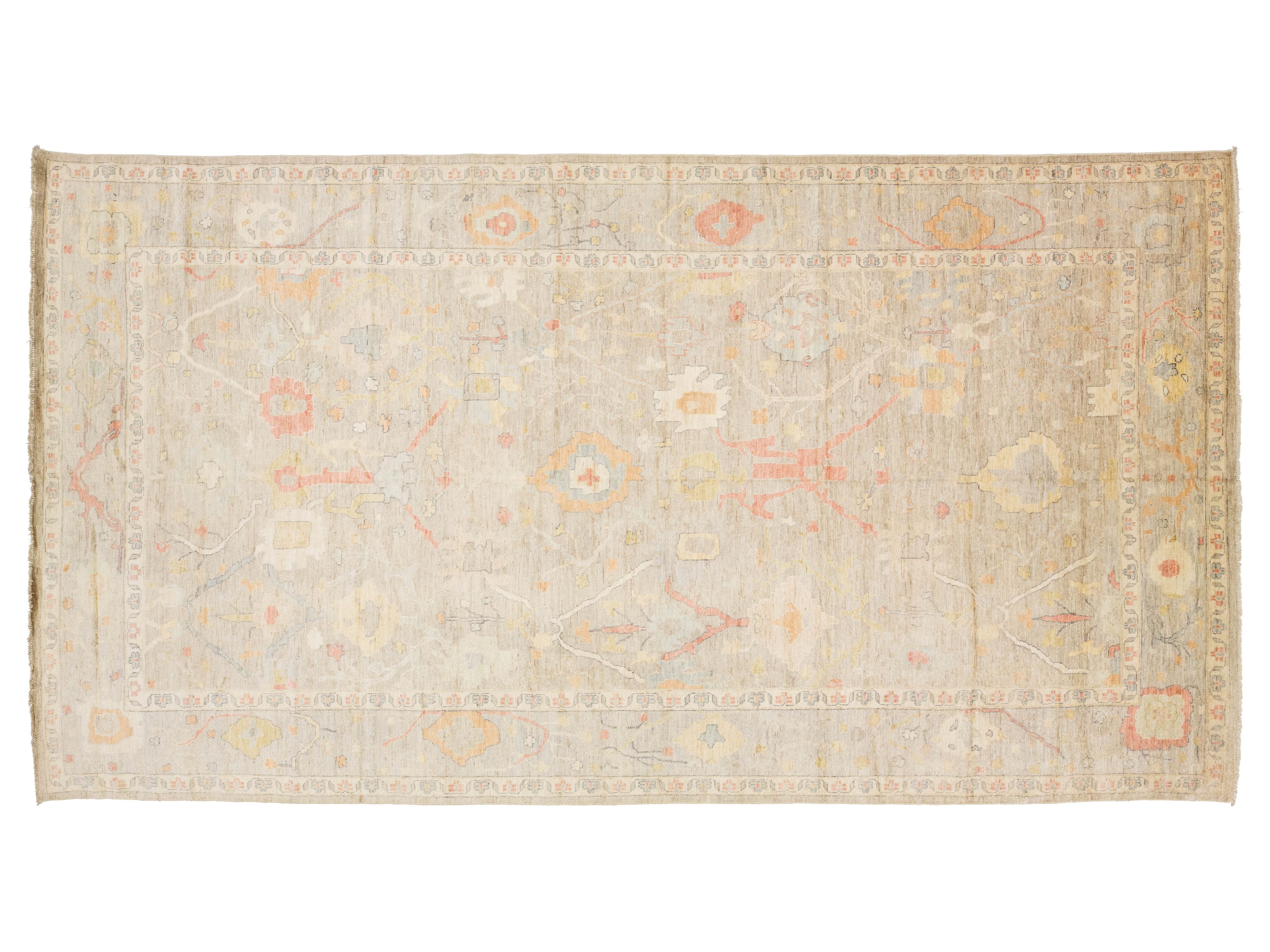 Modern Oushak Wool Rug 10 X 18