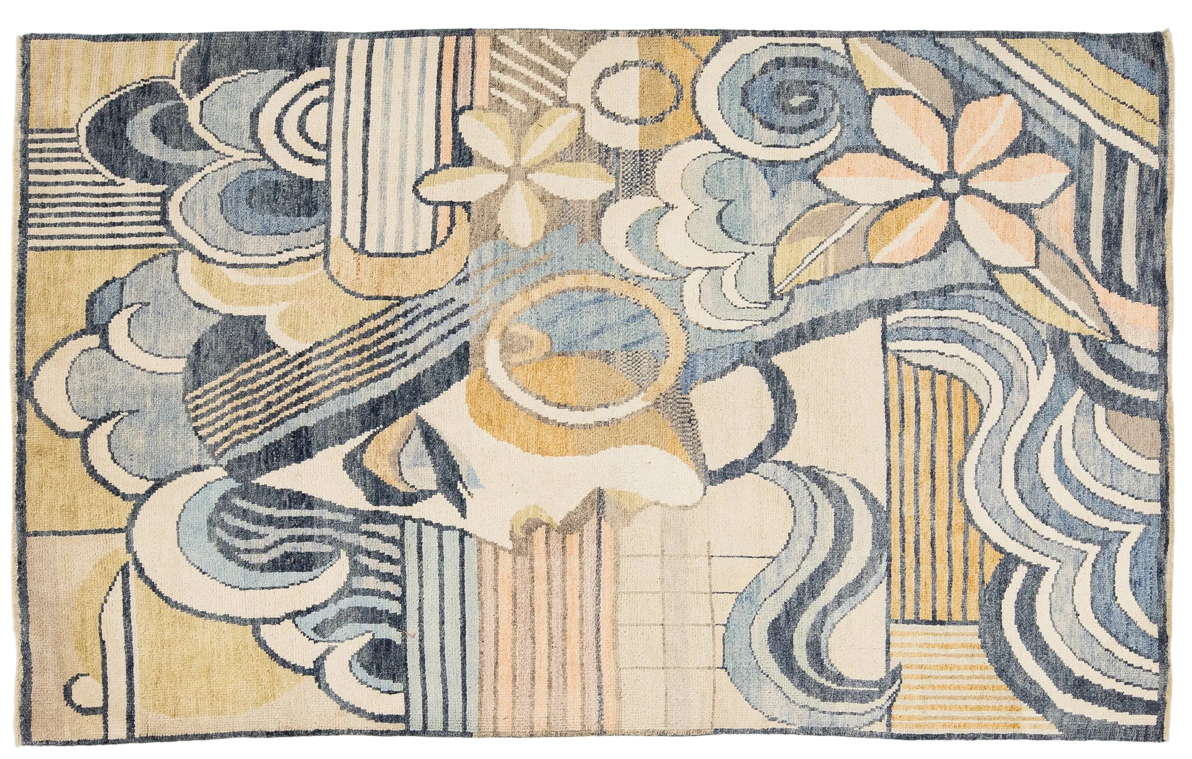 Modern Art Deco Wool Rug 5 X 9