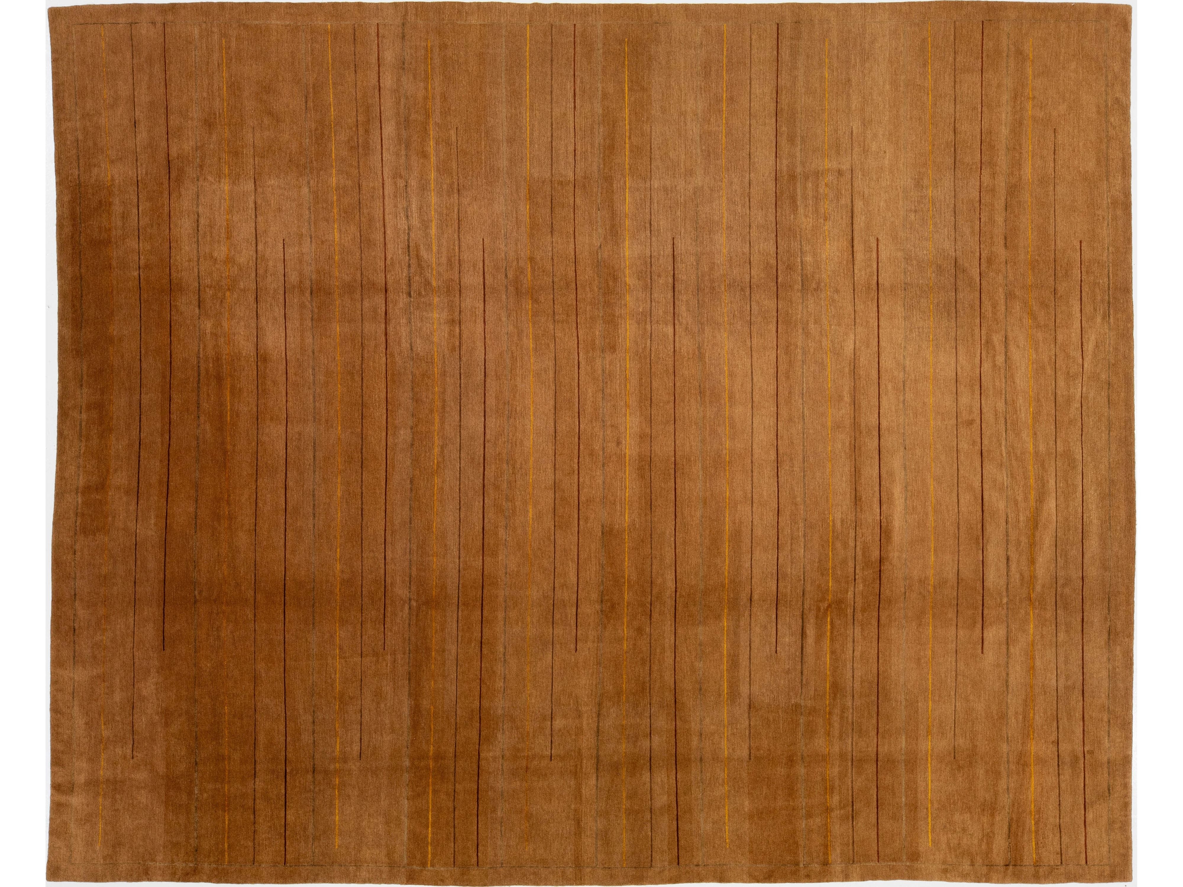 Modern Tibetan Wool and Silk Rug 12 X 14