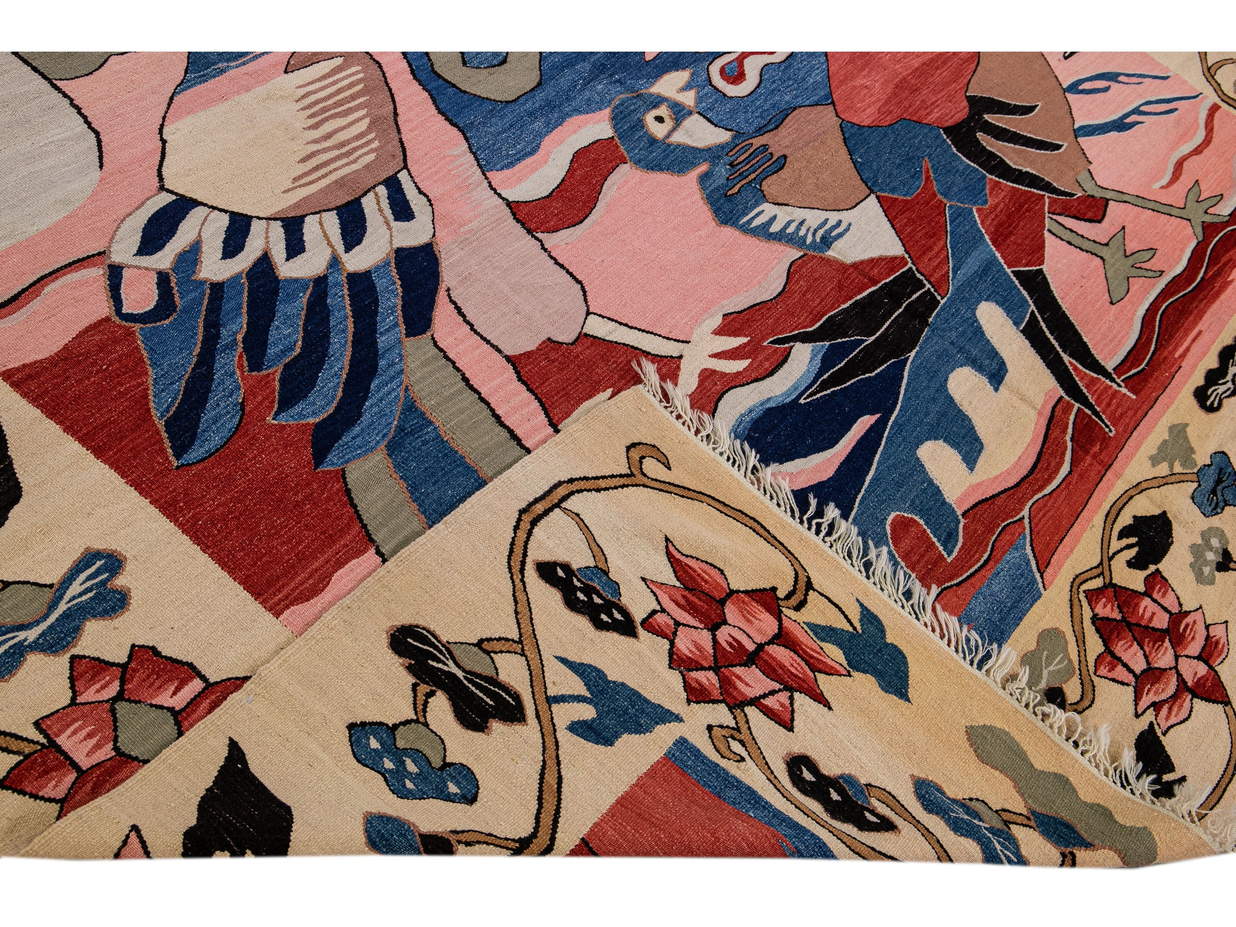 Modern Kilim Wool Rug 9 X 12