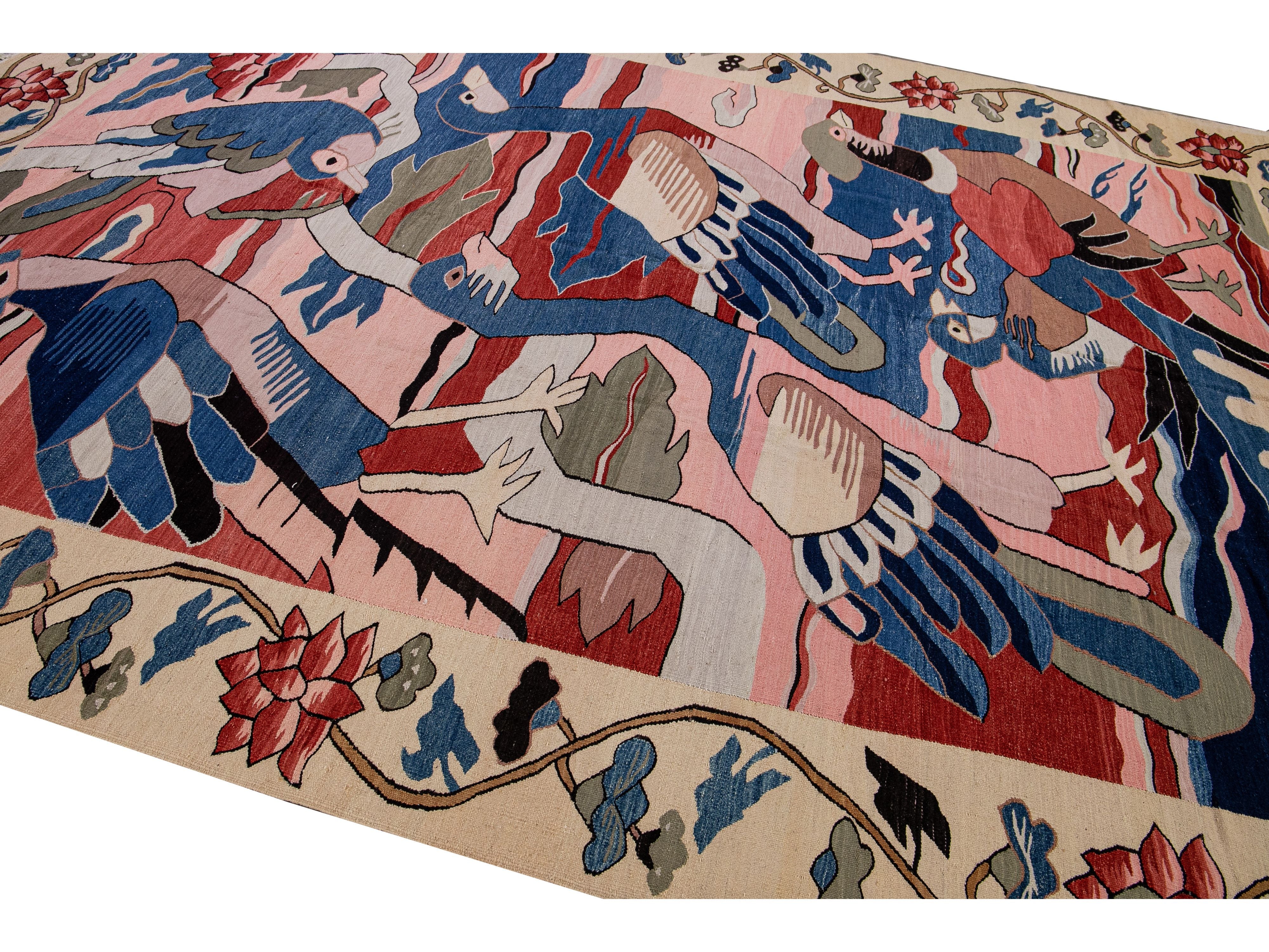 Modern Kilim Wool Rug 9 X 12
