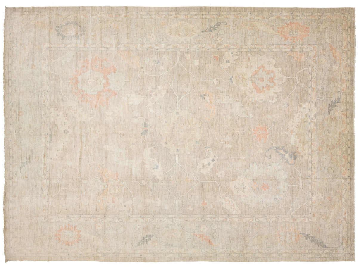Modern Oushak Wool Rug 14 X 19