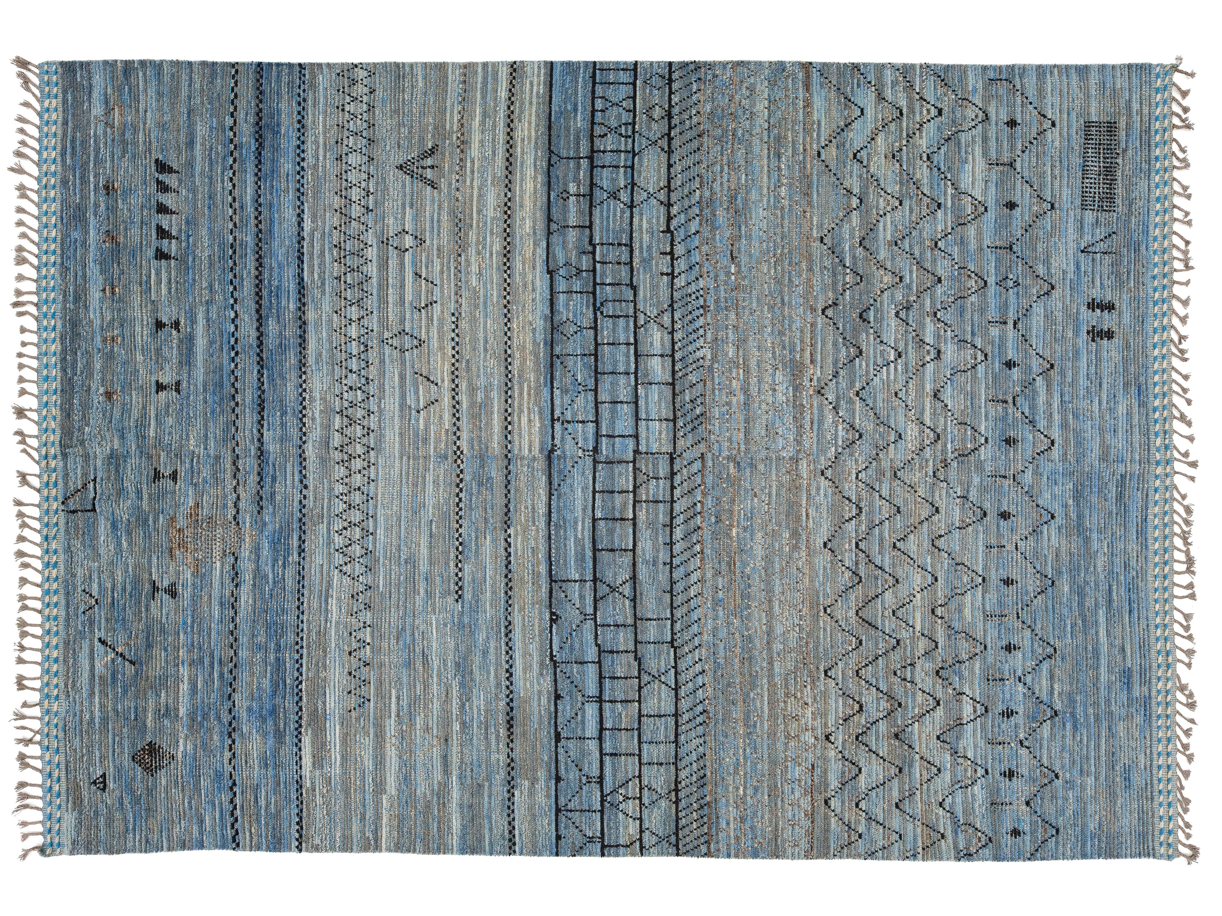 Modern Moroccan Wool Rug 9 X 13