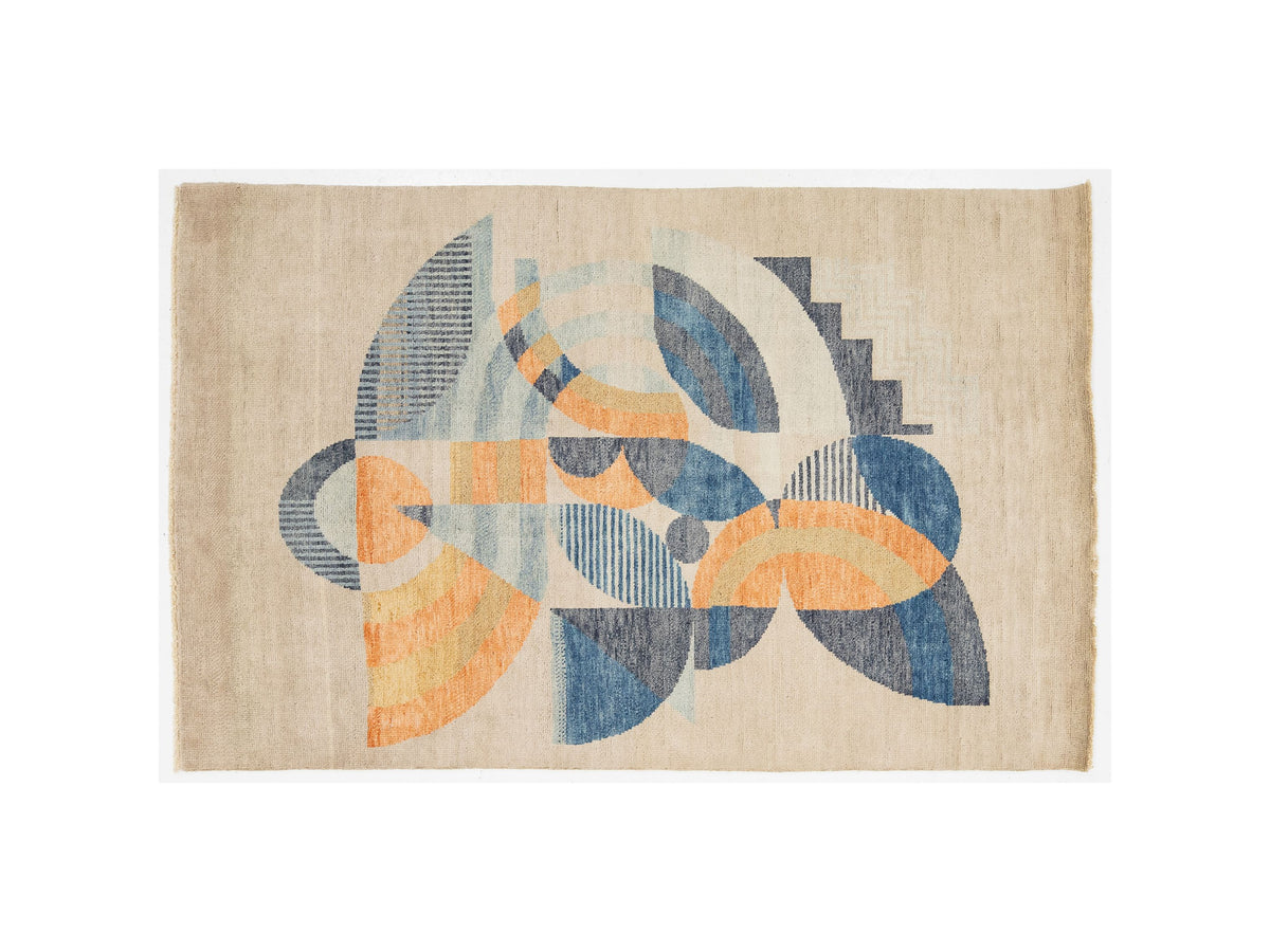 Modern Art Deco Wool Rug 5 X 8