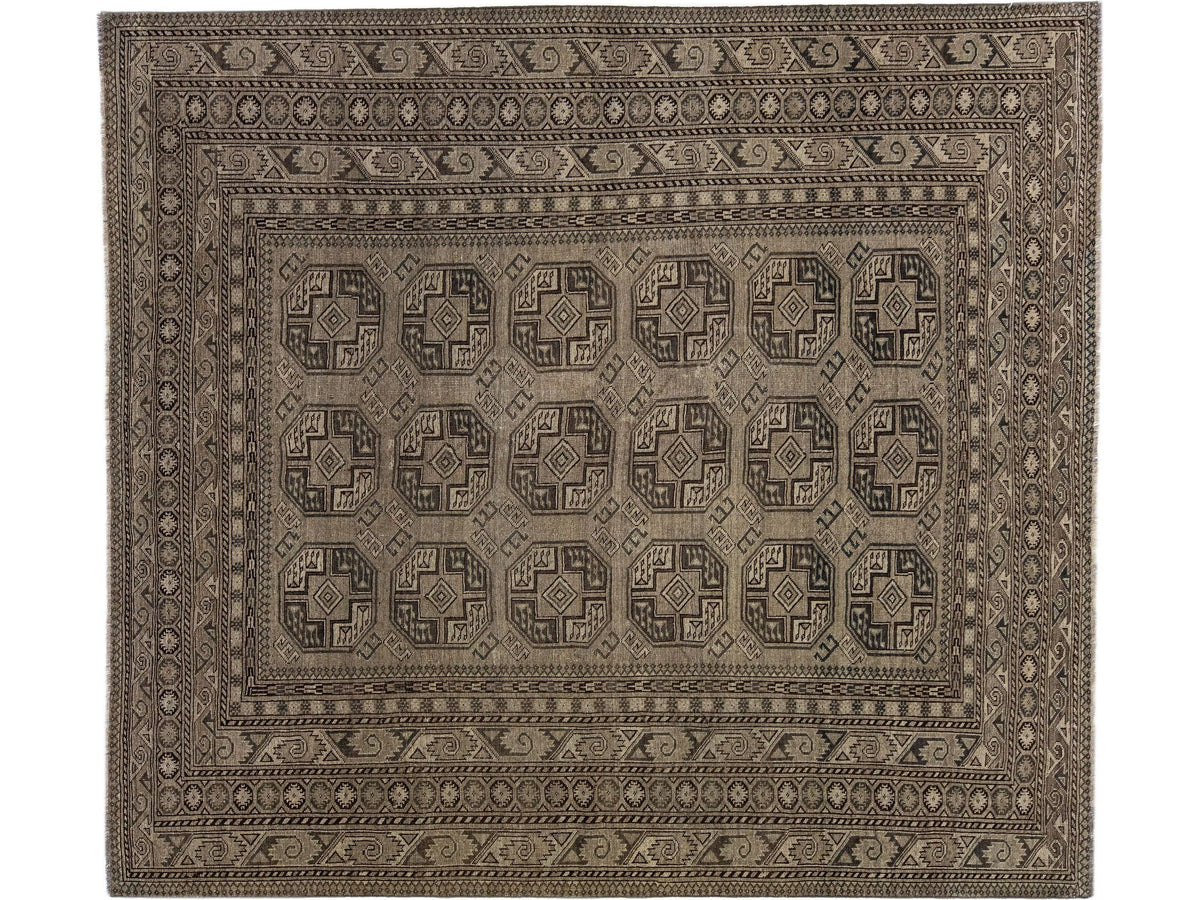 Antique Turkmen Wool Rug 8 X 9