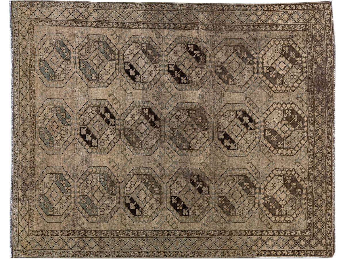 Antique Turkmen Wool Rug 7 X 9