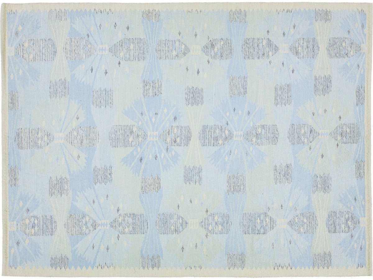 Modern Scandinavian Wool and SIlk Rug 9 X 12