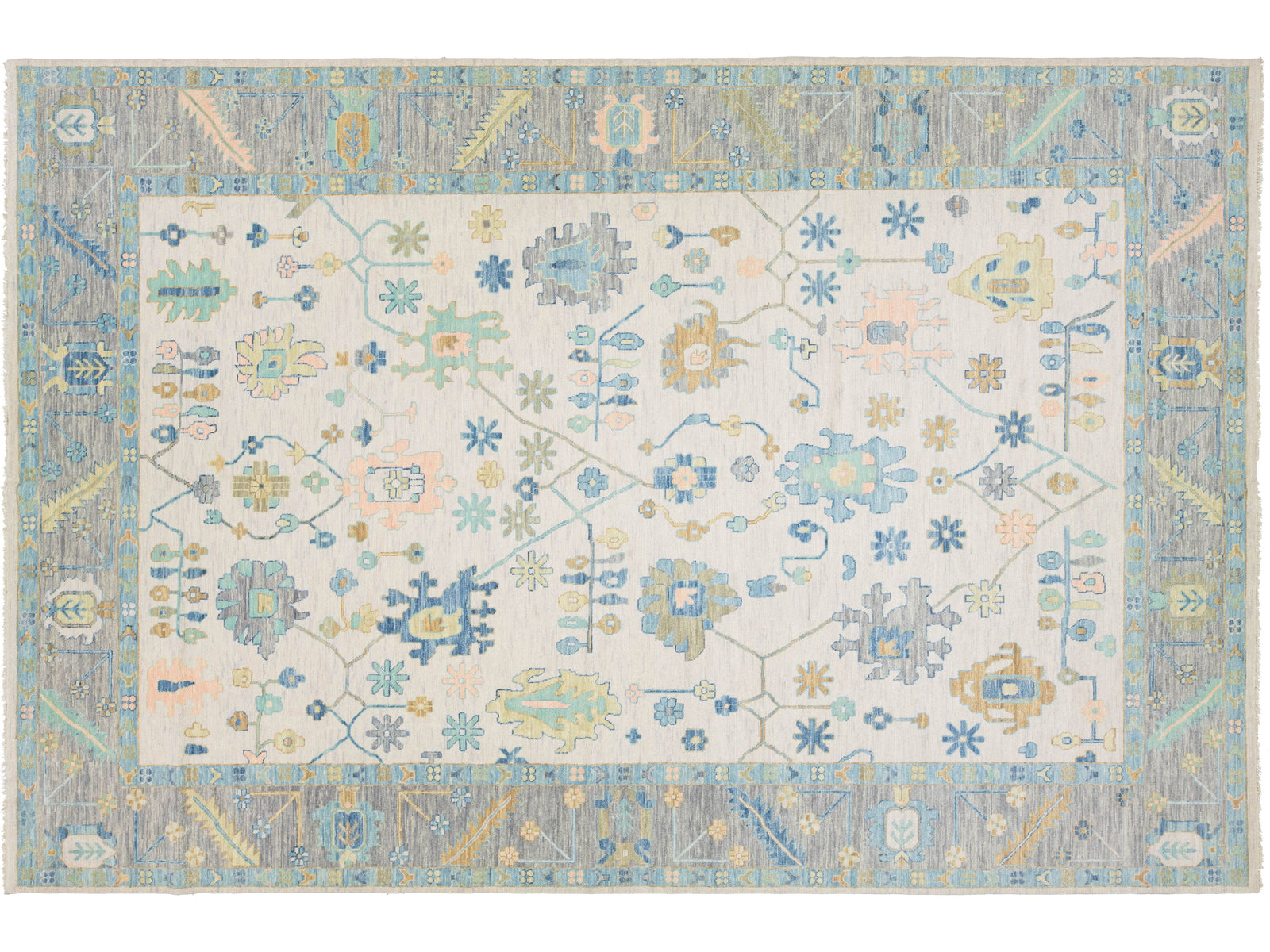Modern Oushak Wool Rug 12 X 18