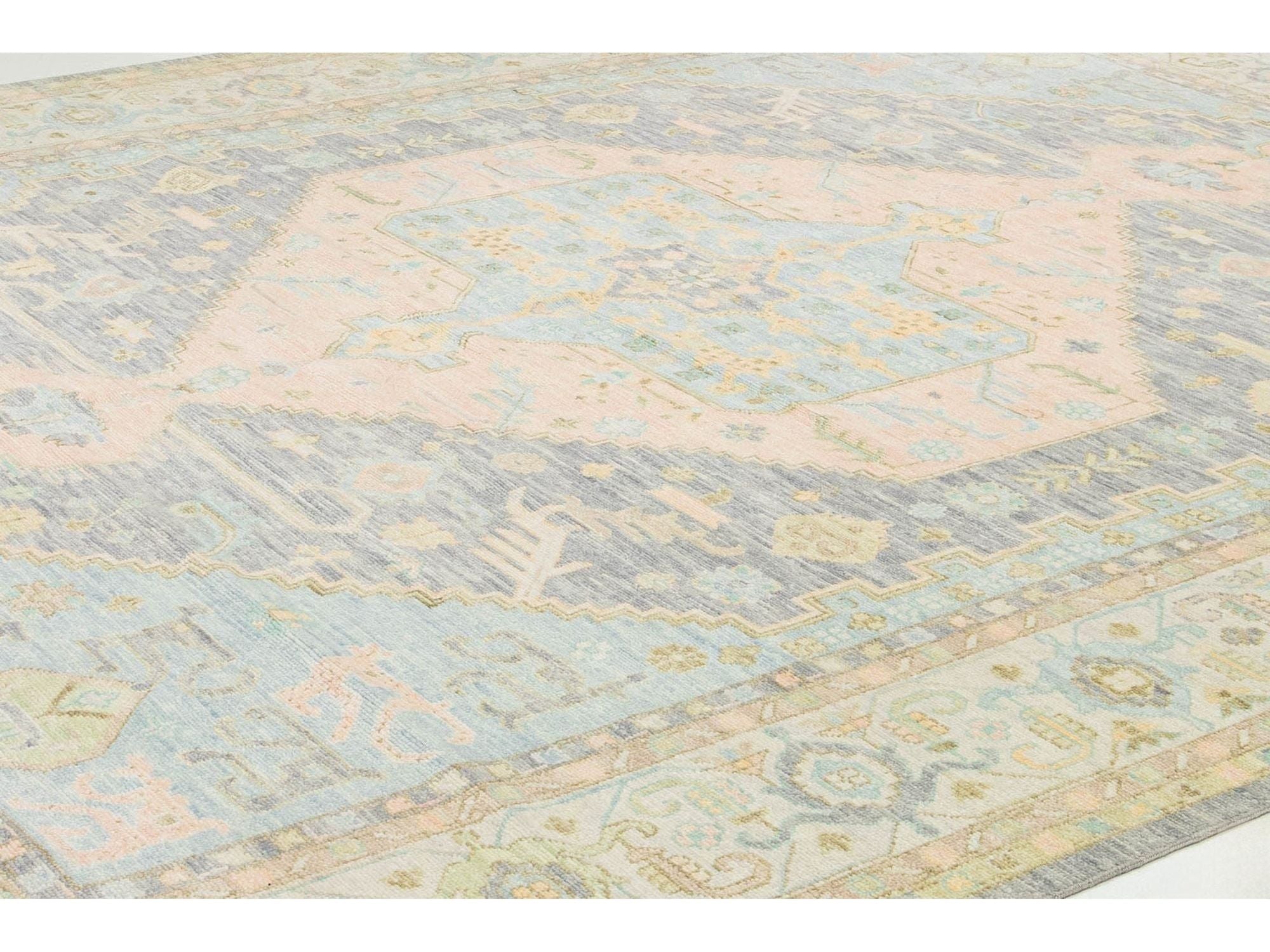 Modern Oushak Wool Rug 12 X 15