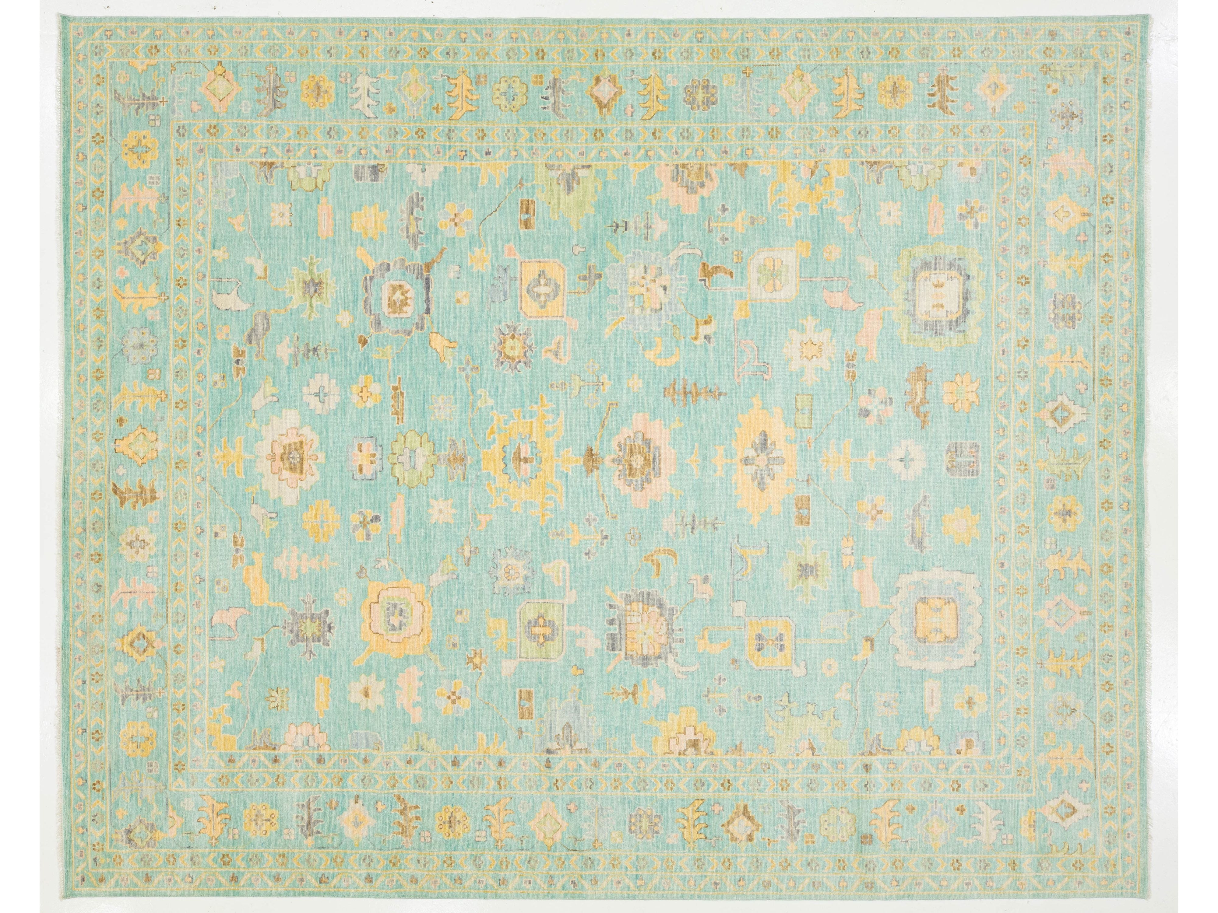 Modern Oushak Wool Rug 12 X 15