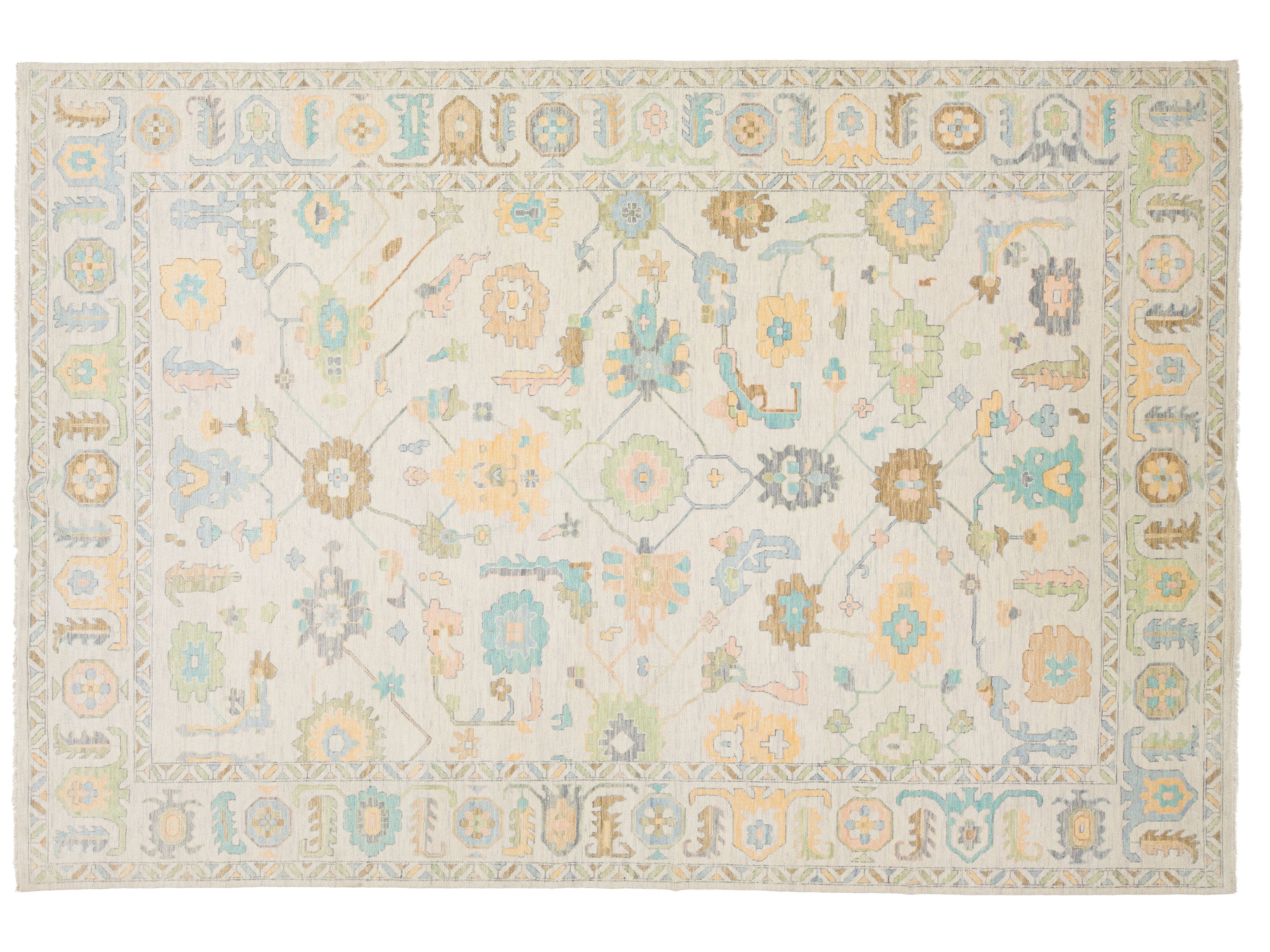 Modern Oushak Wool Rug 12 X 18
