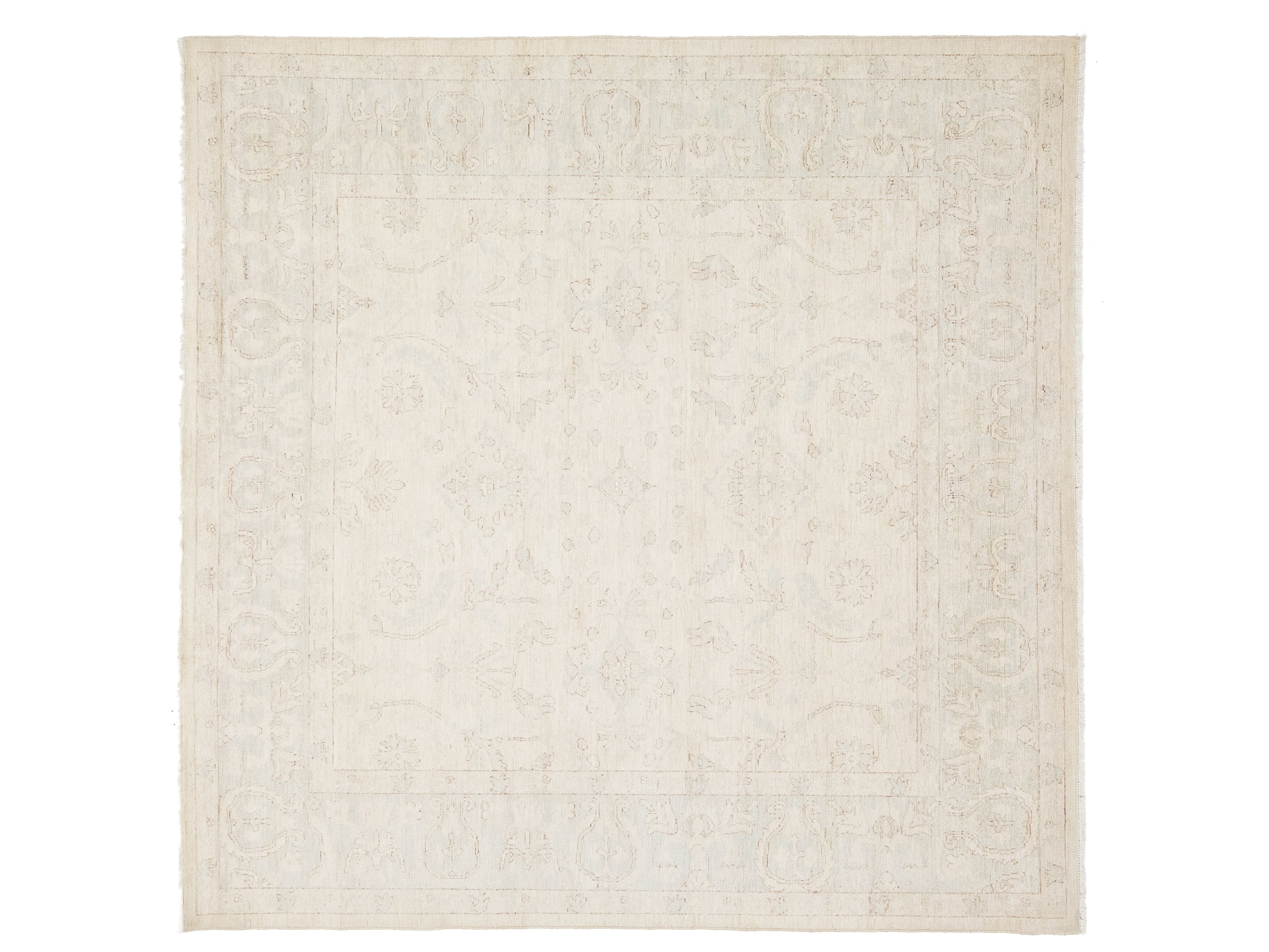 Modern Oushak Wool Square Rug 8 X 8
