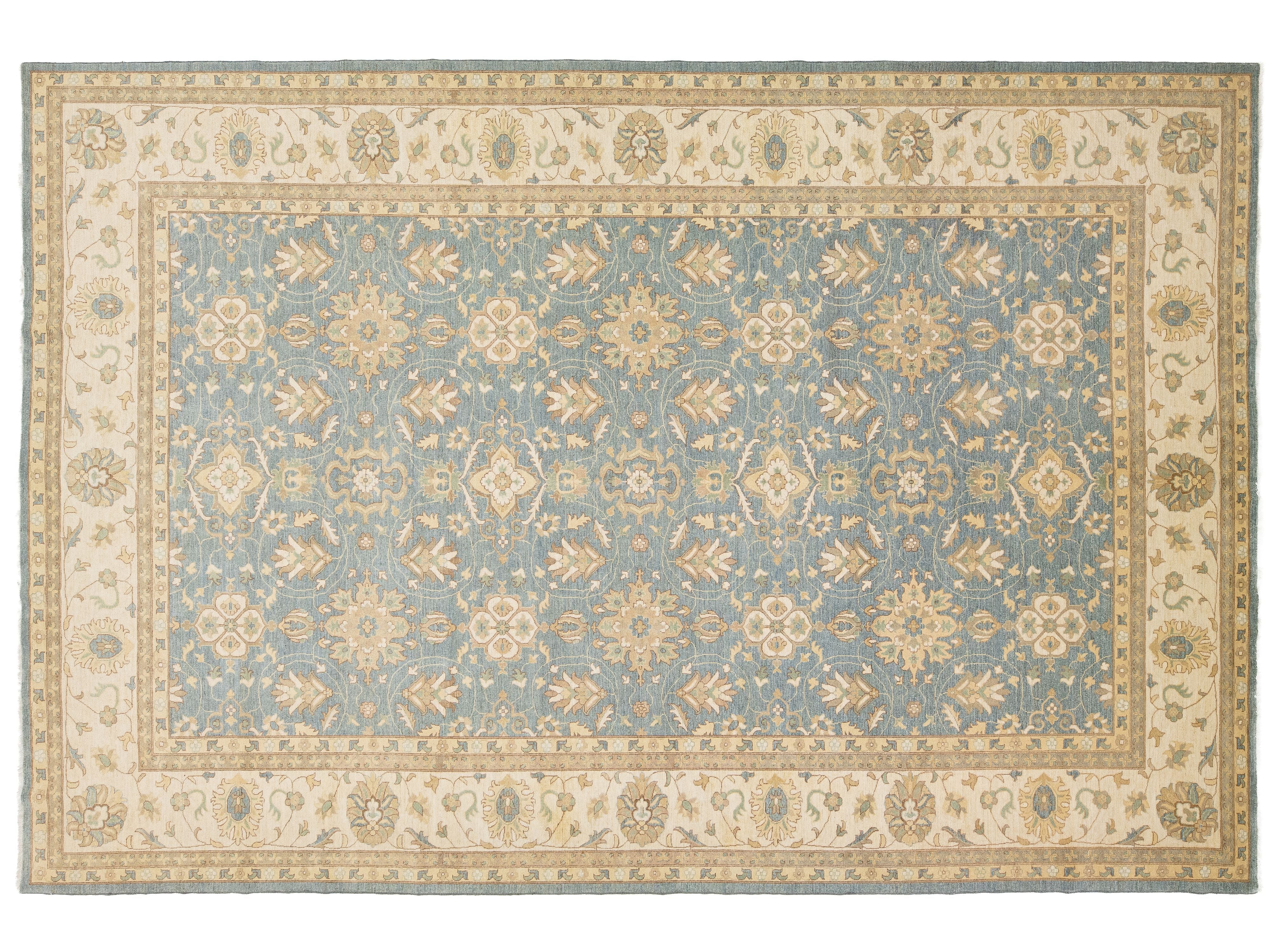 Modern Oushak Wool Rug 12 X 18