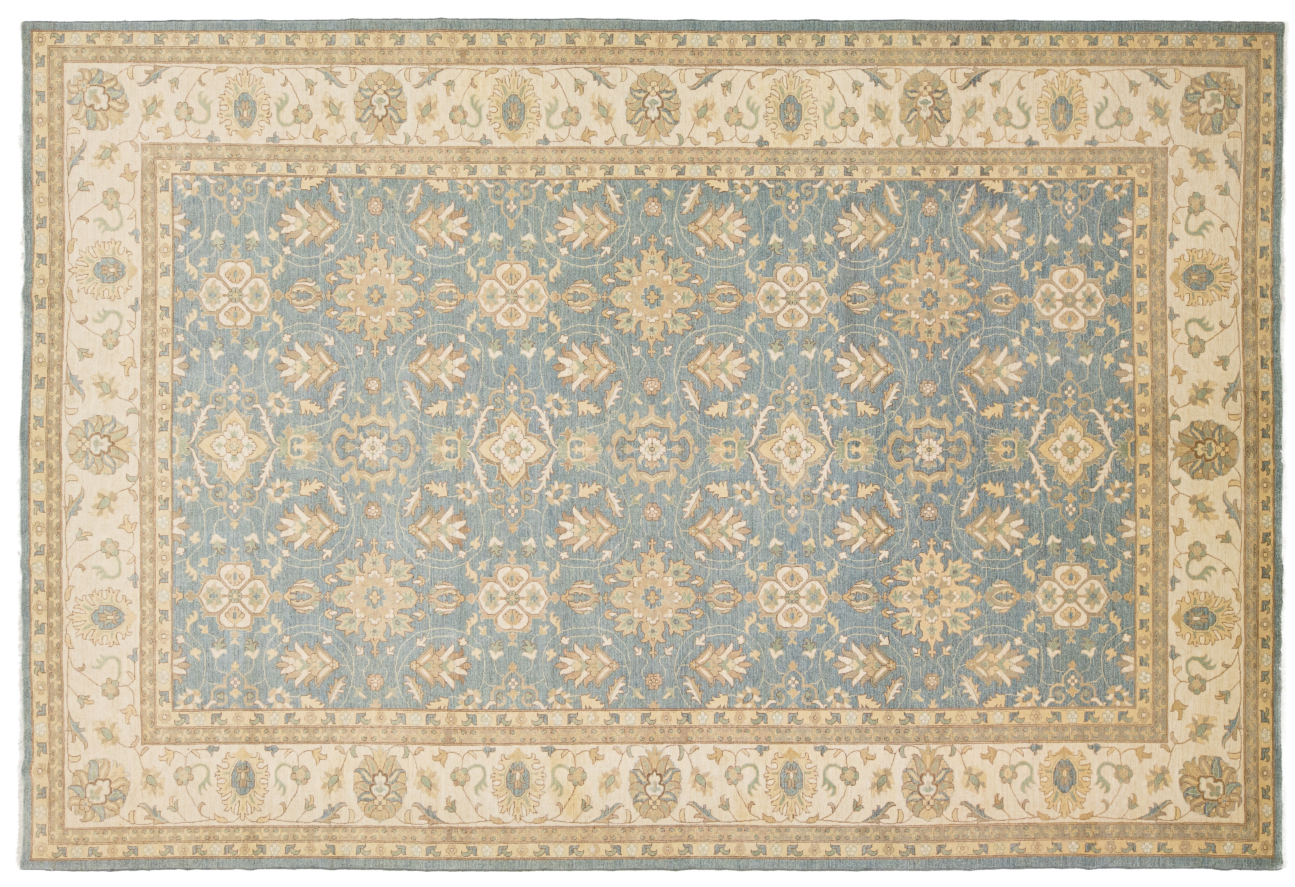 Modern Oushak Wool Rug 12 X 18