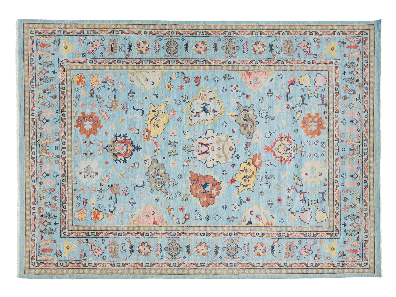 Modern Oushak Wool Rug 10 X 14