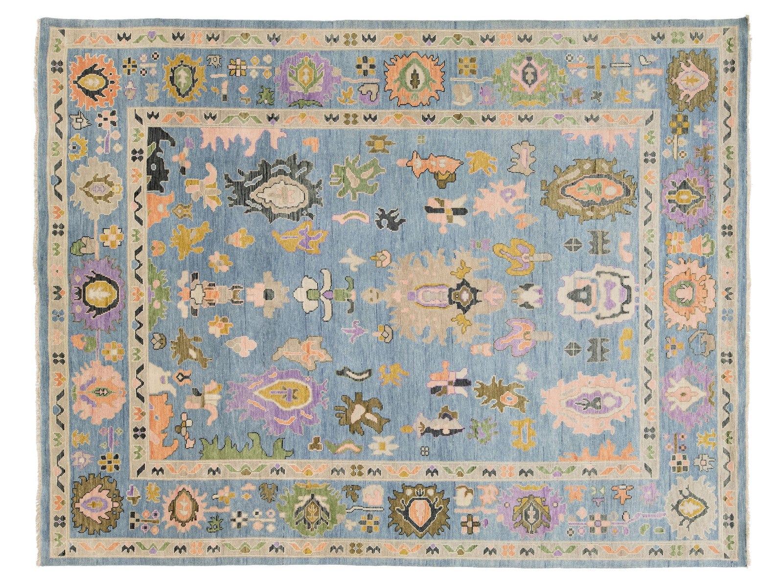 Modern Oushak Wool Rug 9 X 12