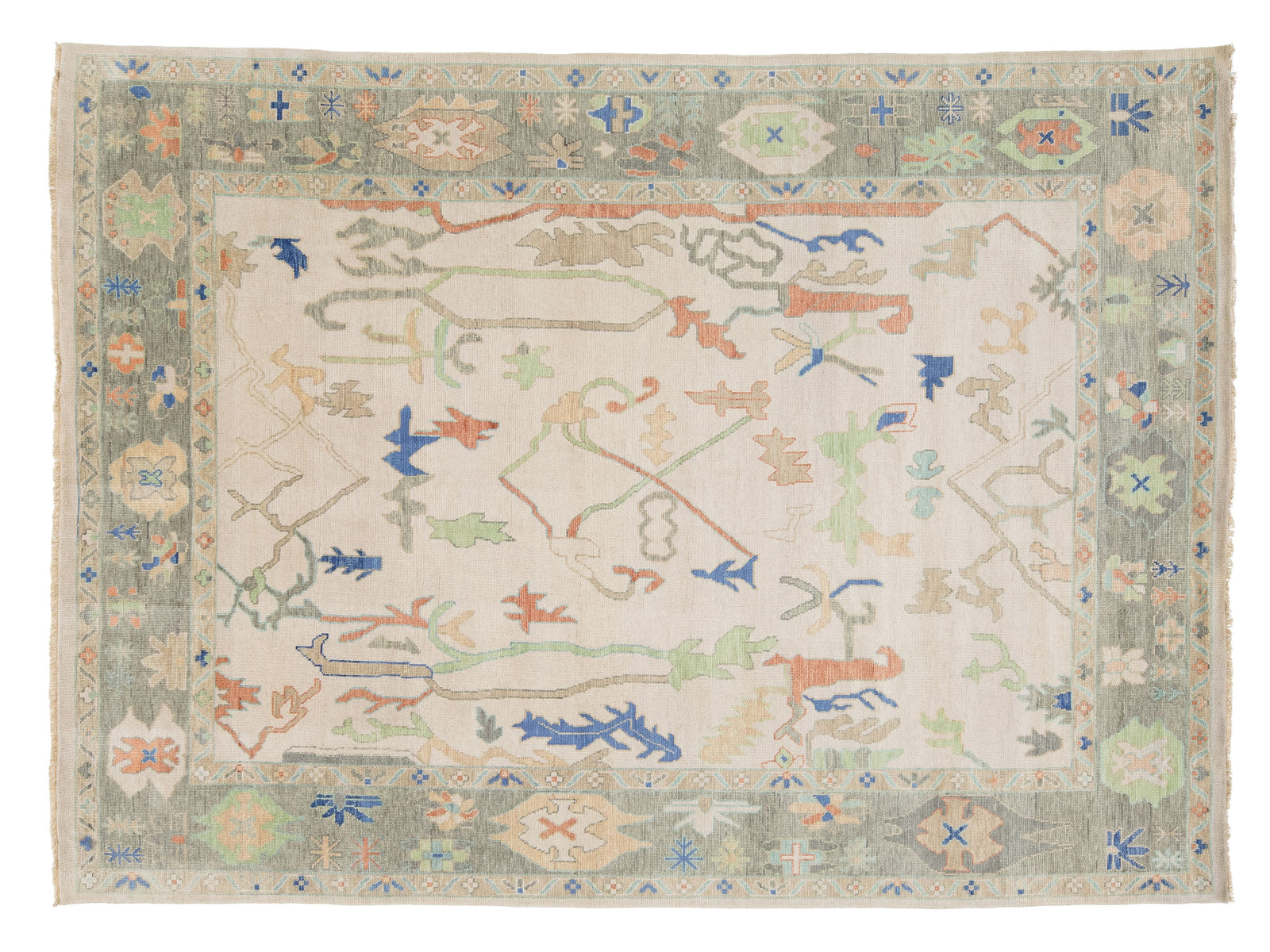 Modern Oushak Wool Rug 9 X 12
