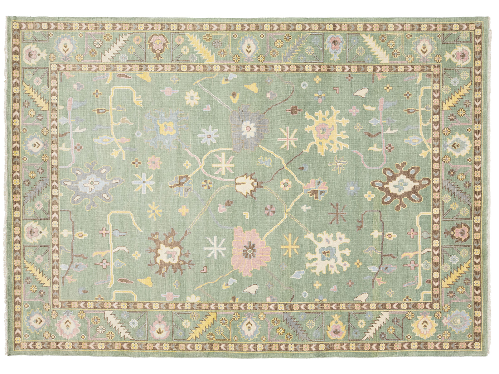 Modern Oushak Wool Rug 10 X 14