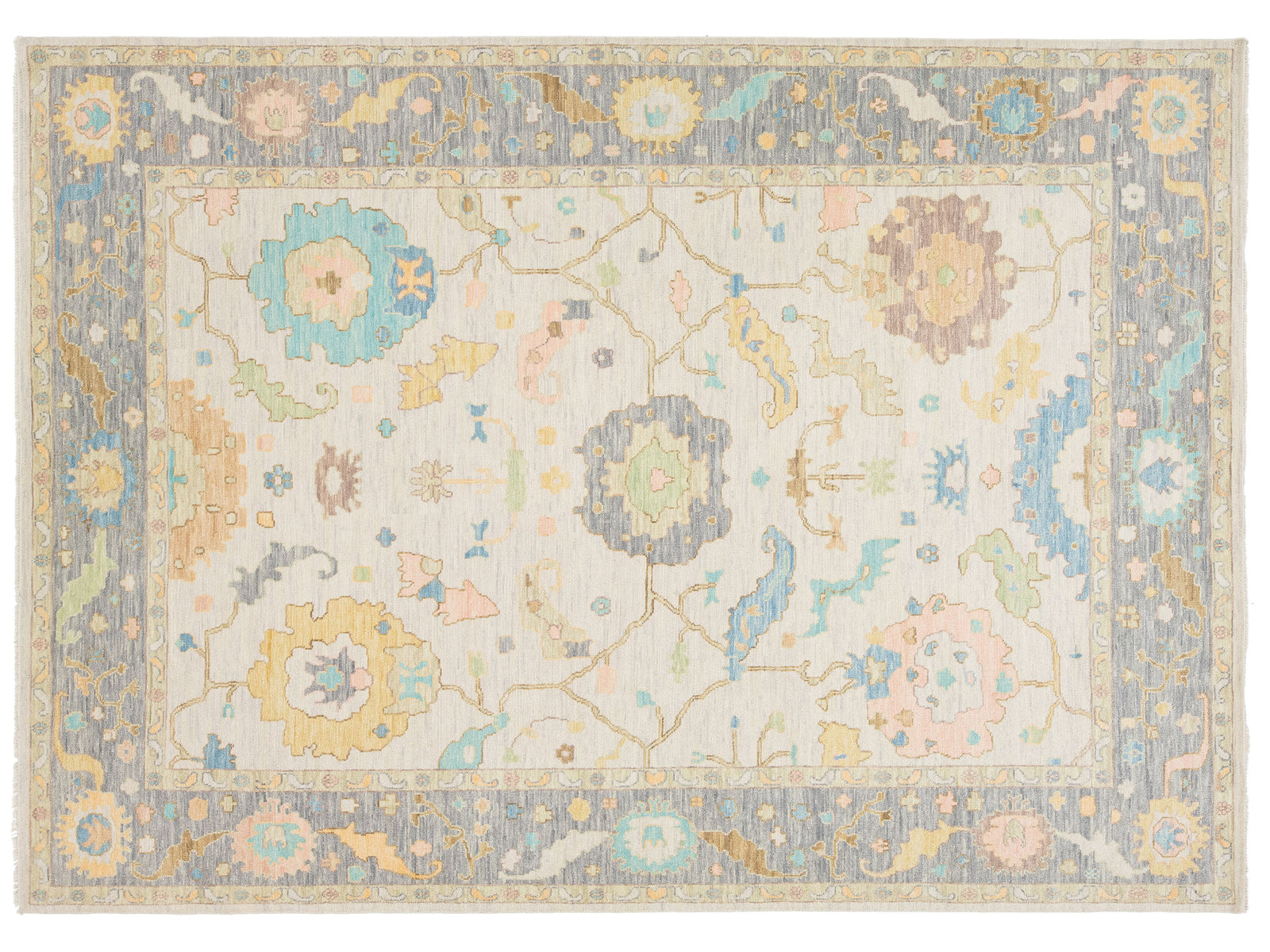 Modern Oushak Wool Rug 10 X 14