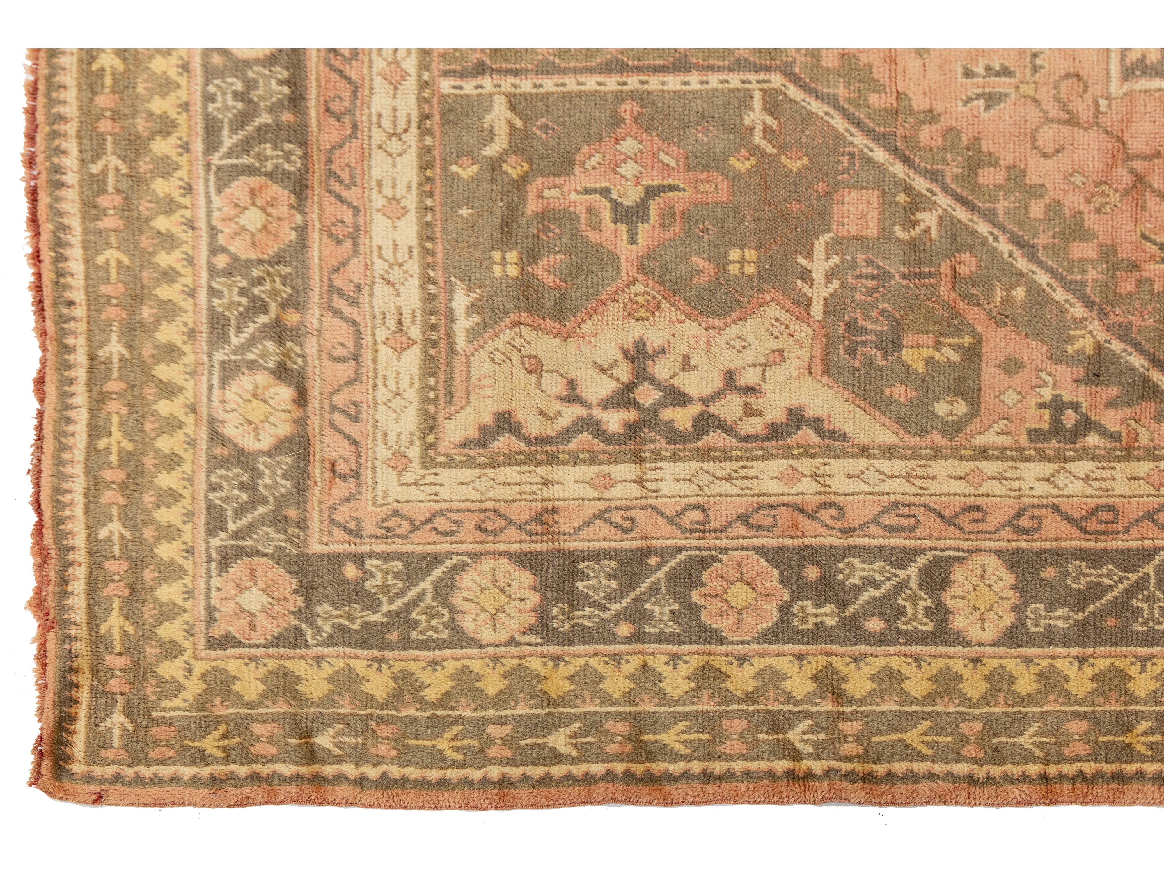 Antique Turkish Oushak Wool Rug 10 X 11