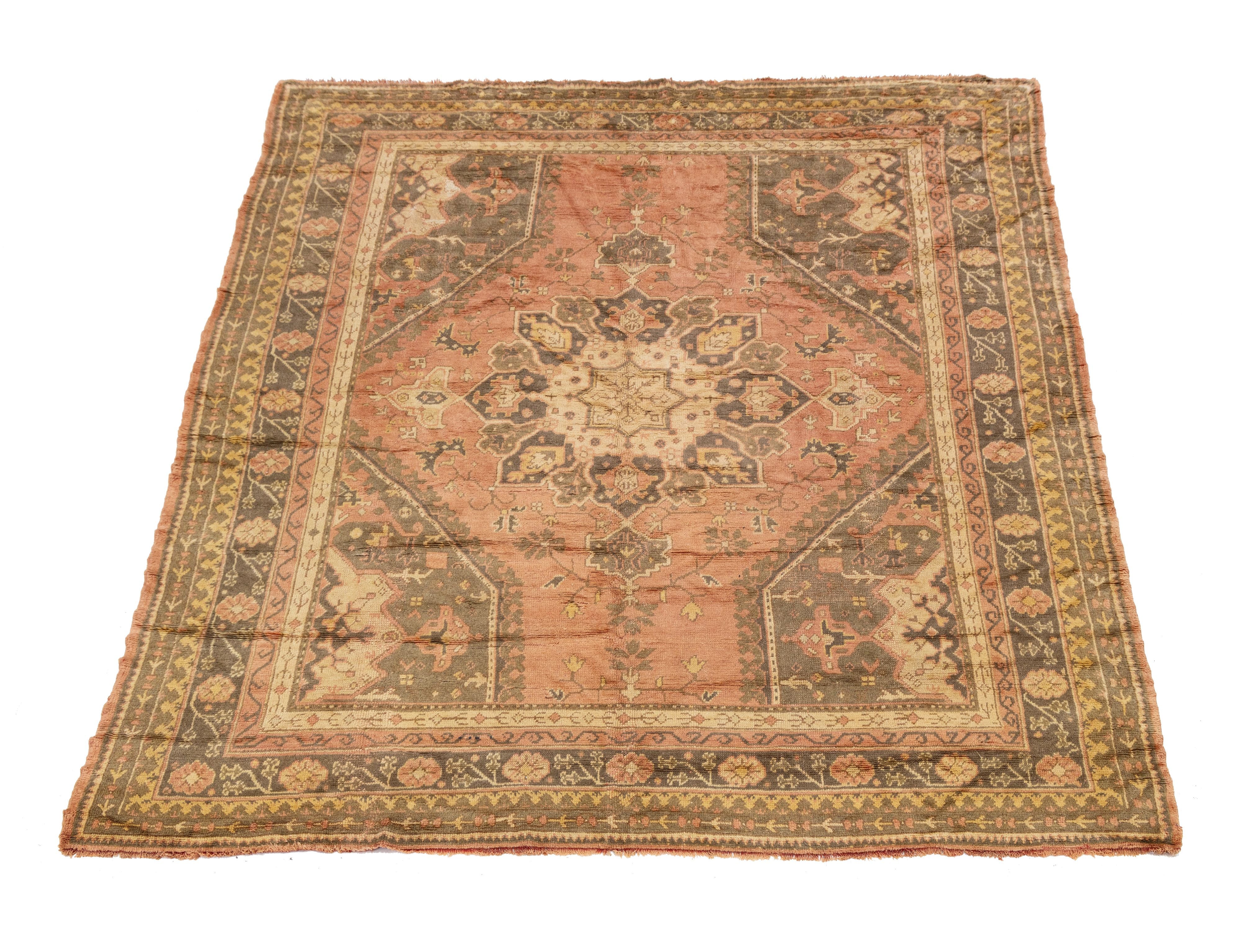 Antique Turkish Oushak Wool Rug 10 X 11