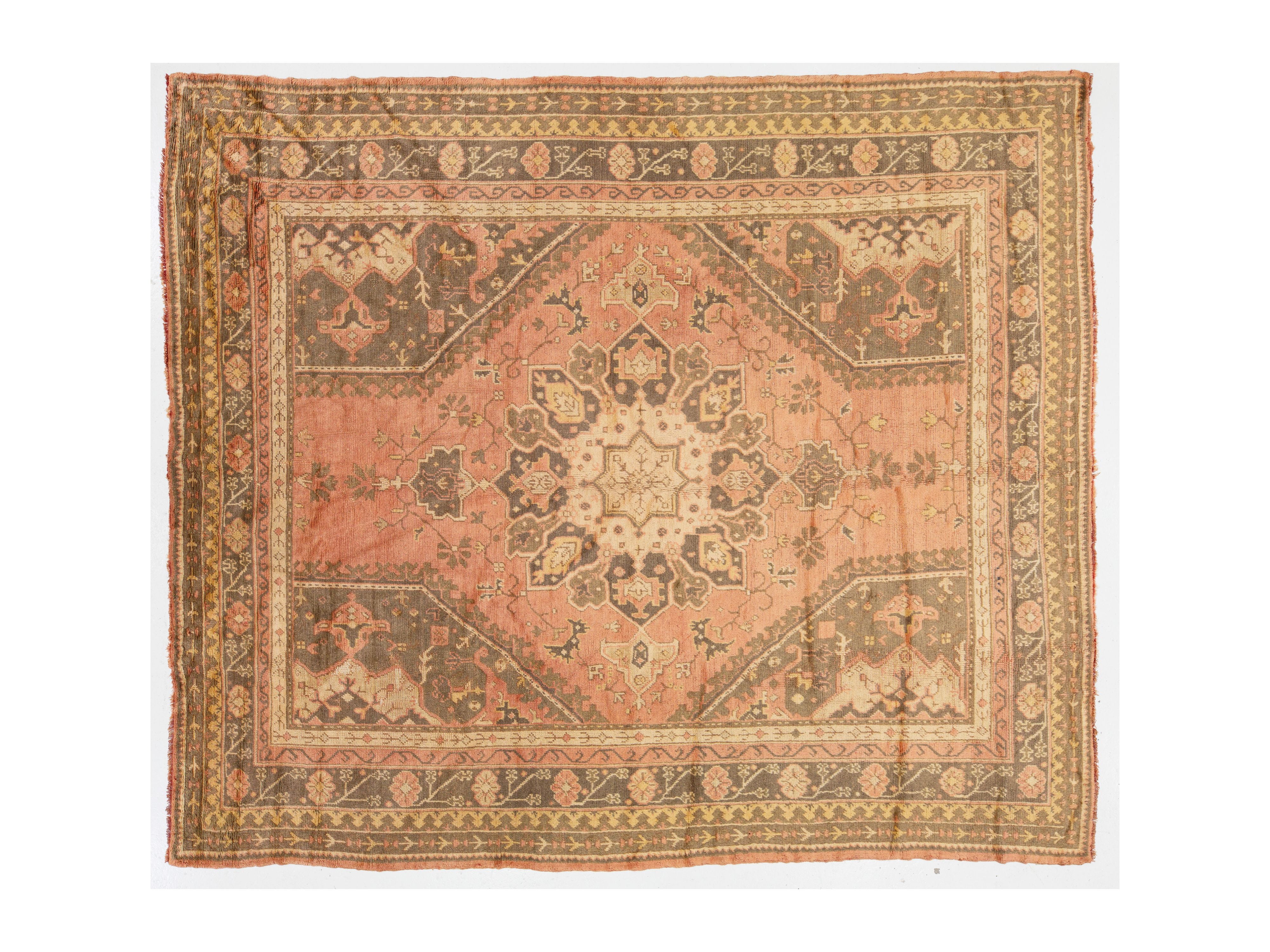 Antique Turkish Oushak Wool Rug 10 X 11