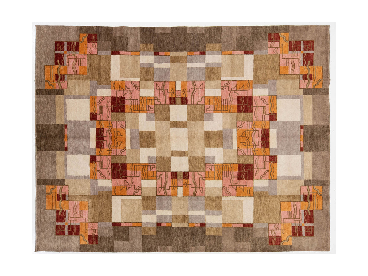 Modern Art Deco Wool Rug 9 X 12