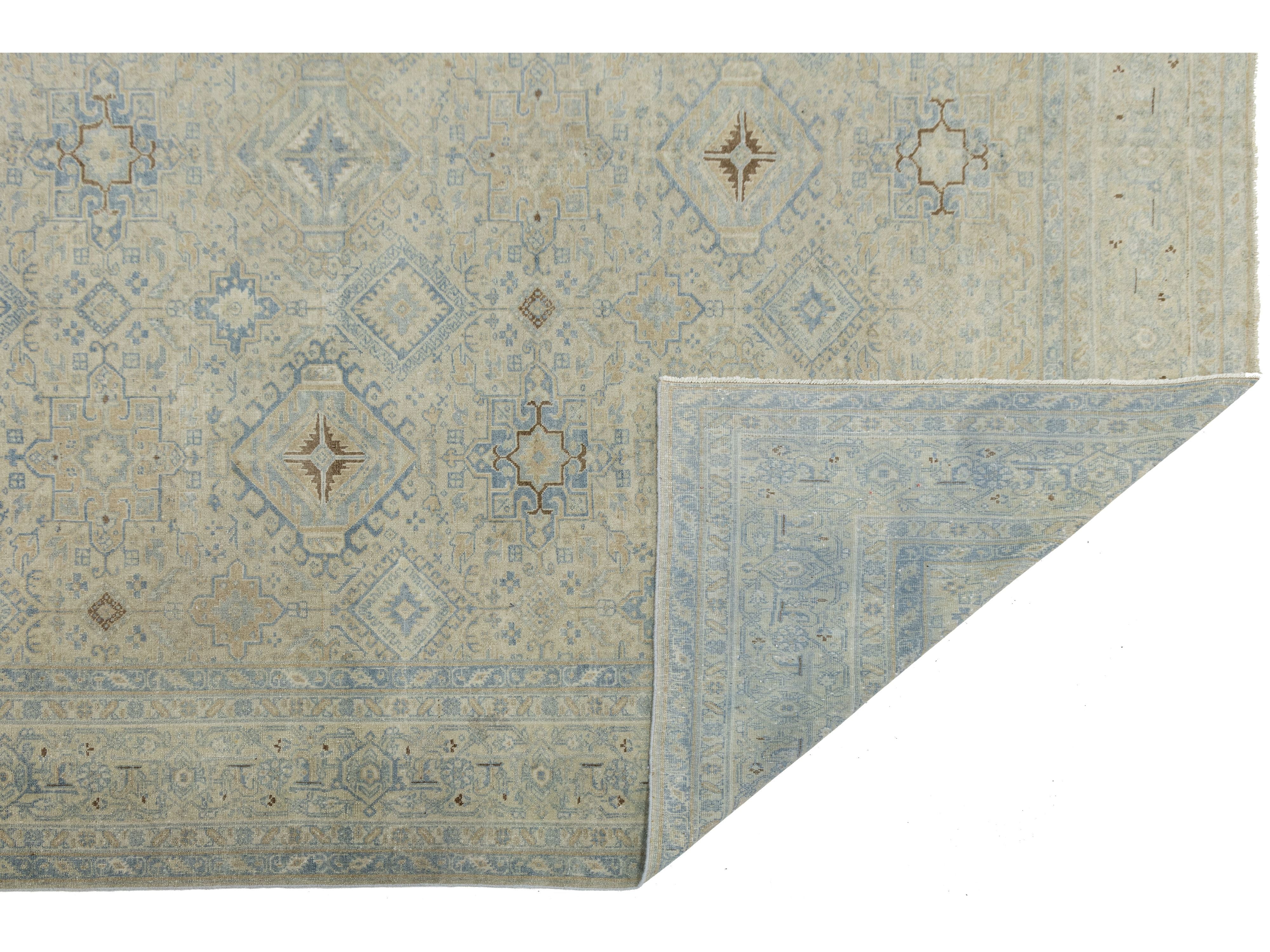 Antique Heriz Wool Rug 9 X 12