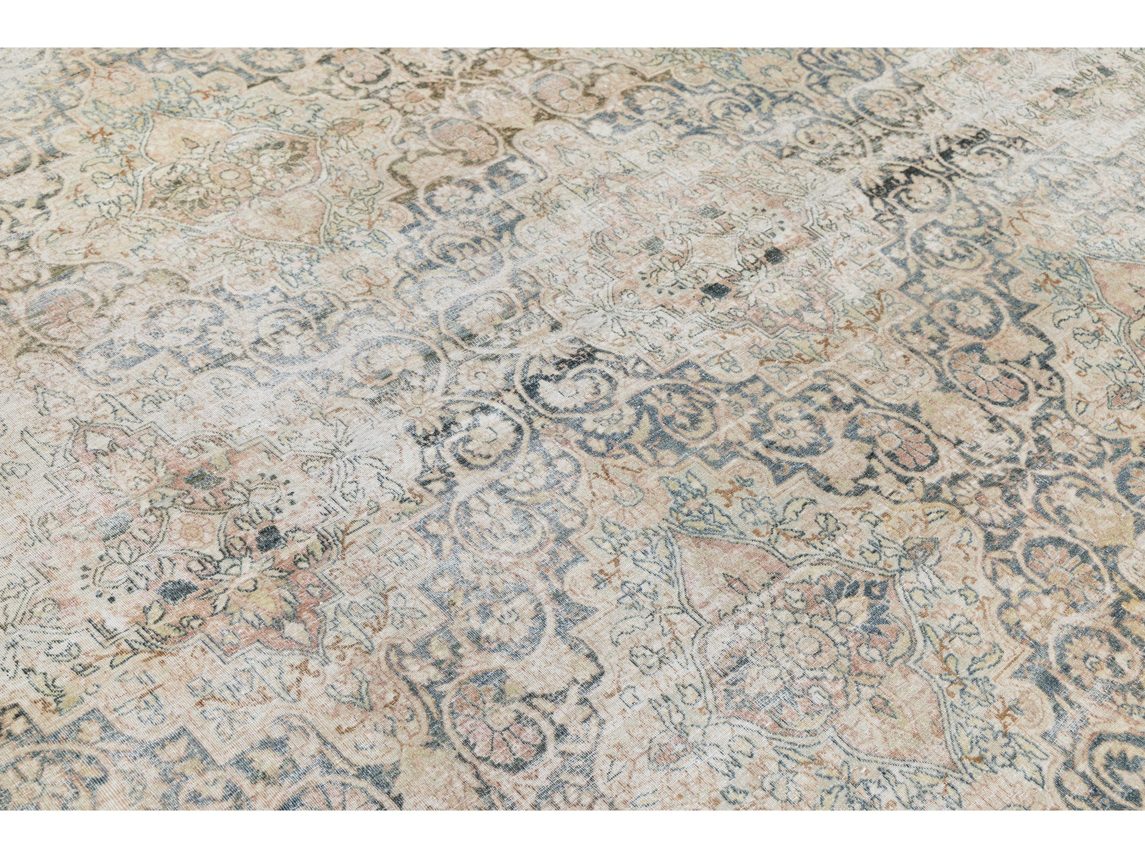 Antique Kerman Wool Rug 11 X 17