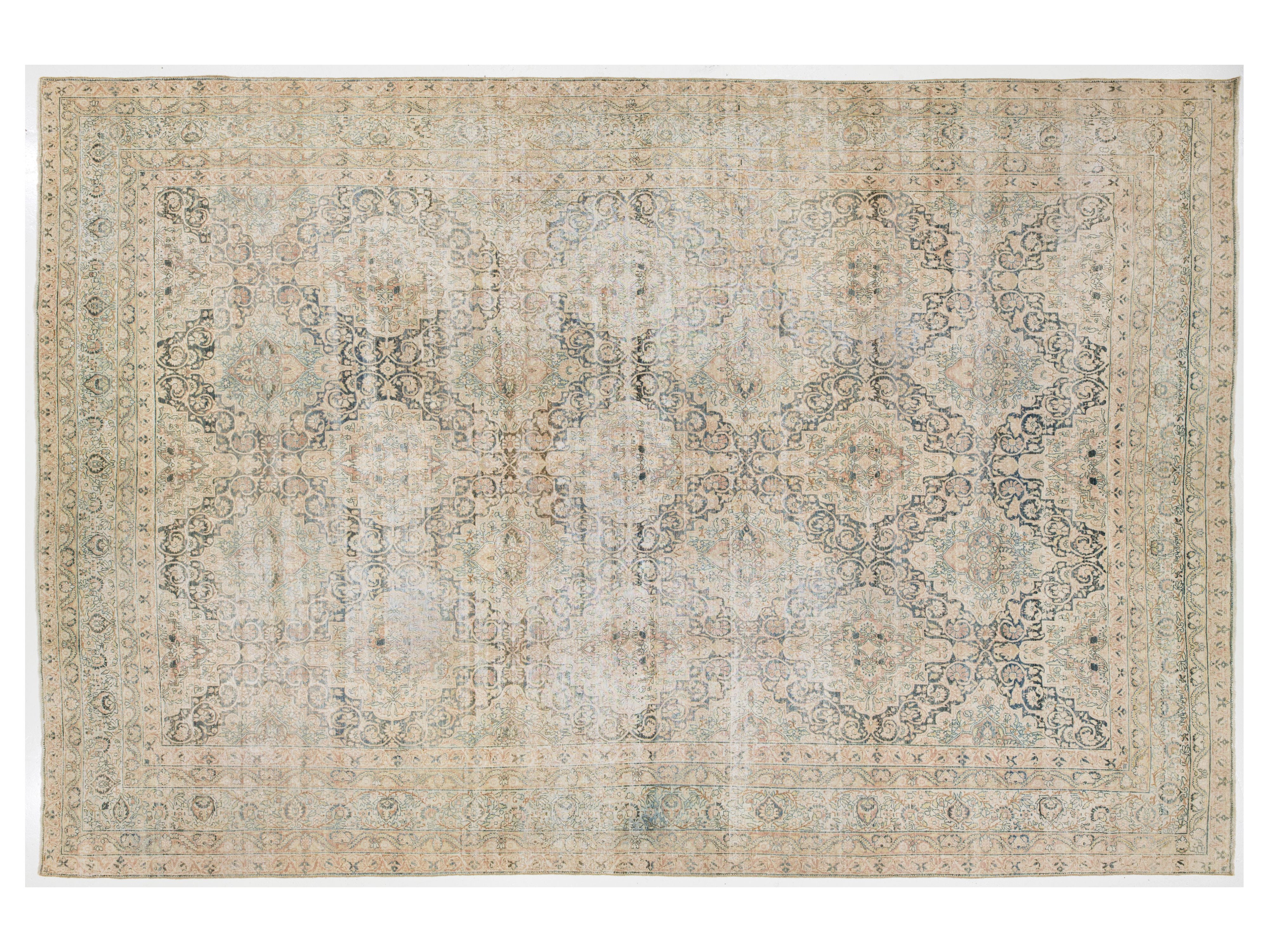 Antique Kerman Wool Rug 11 X 17