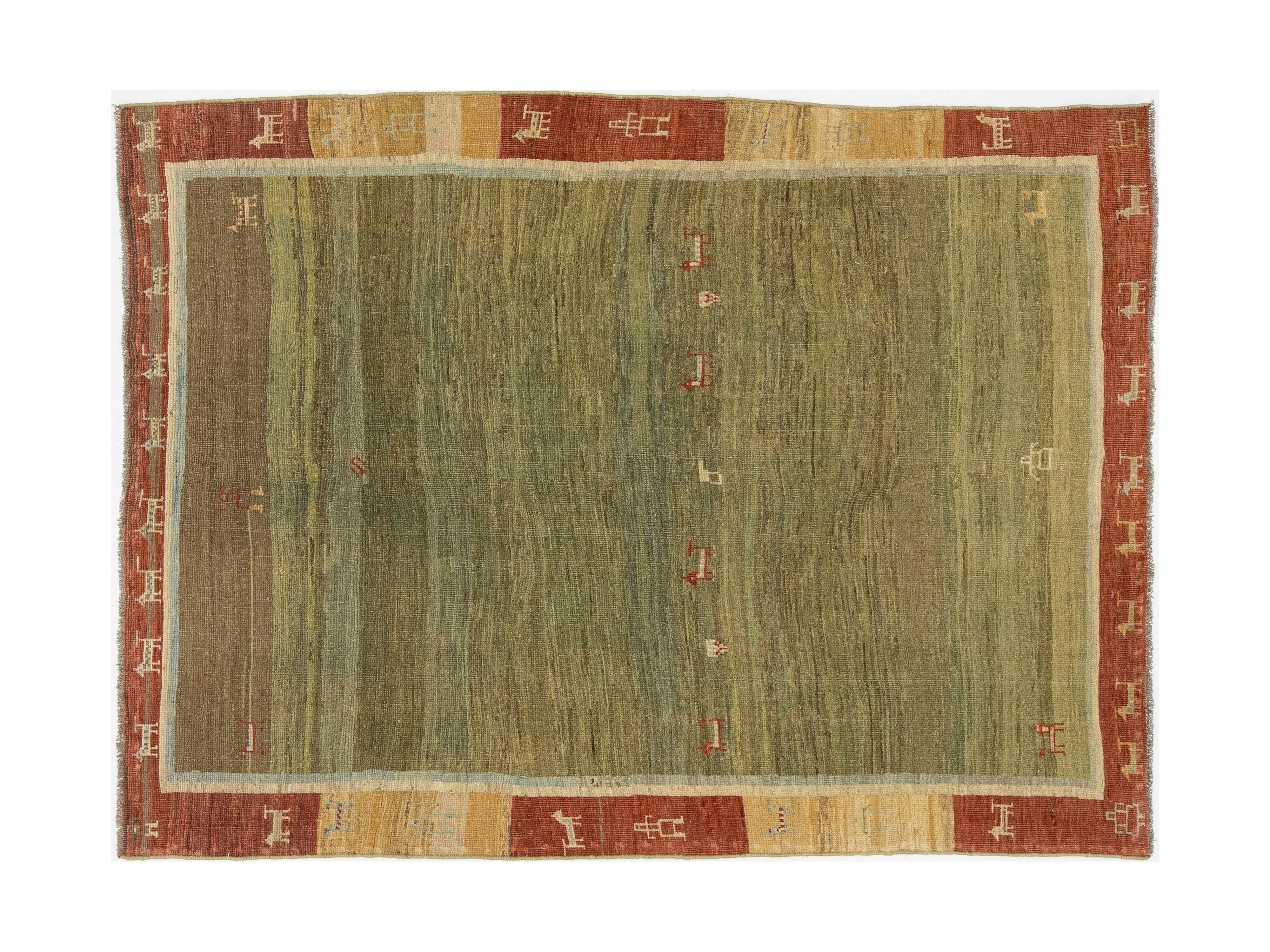 Modern Gabbeh Wool Rug 5 X 7