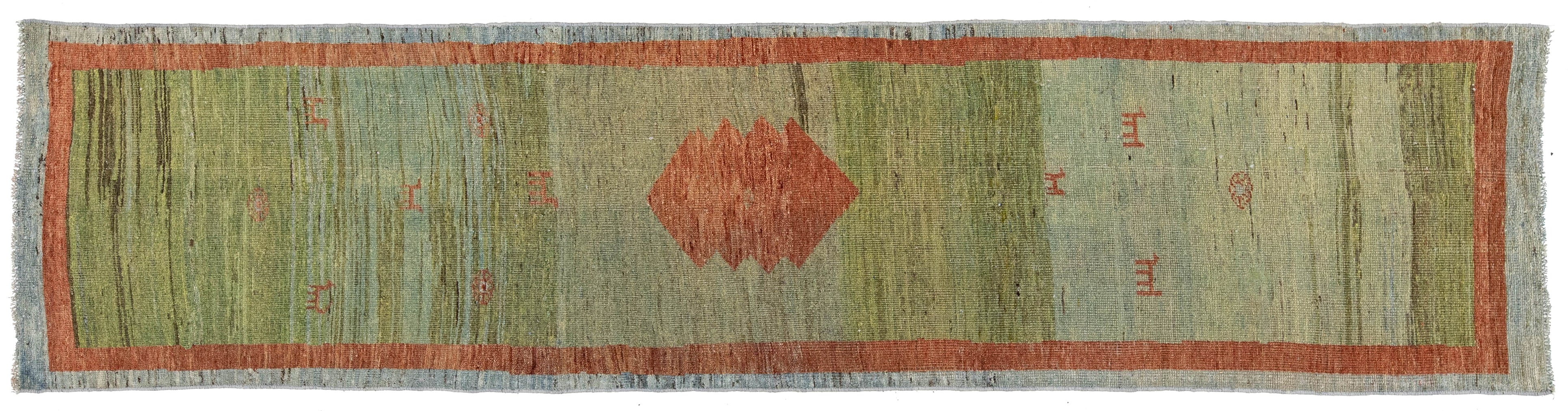 Modern Gabbeh Wool Runner 3 X 11