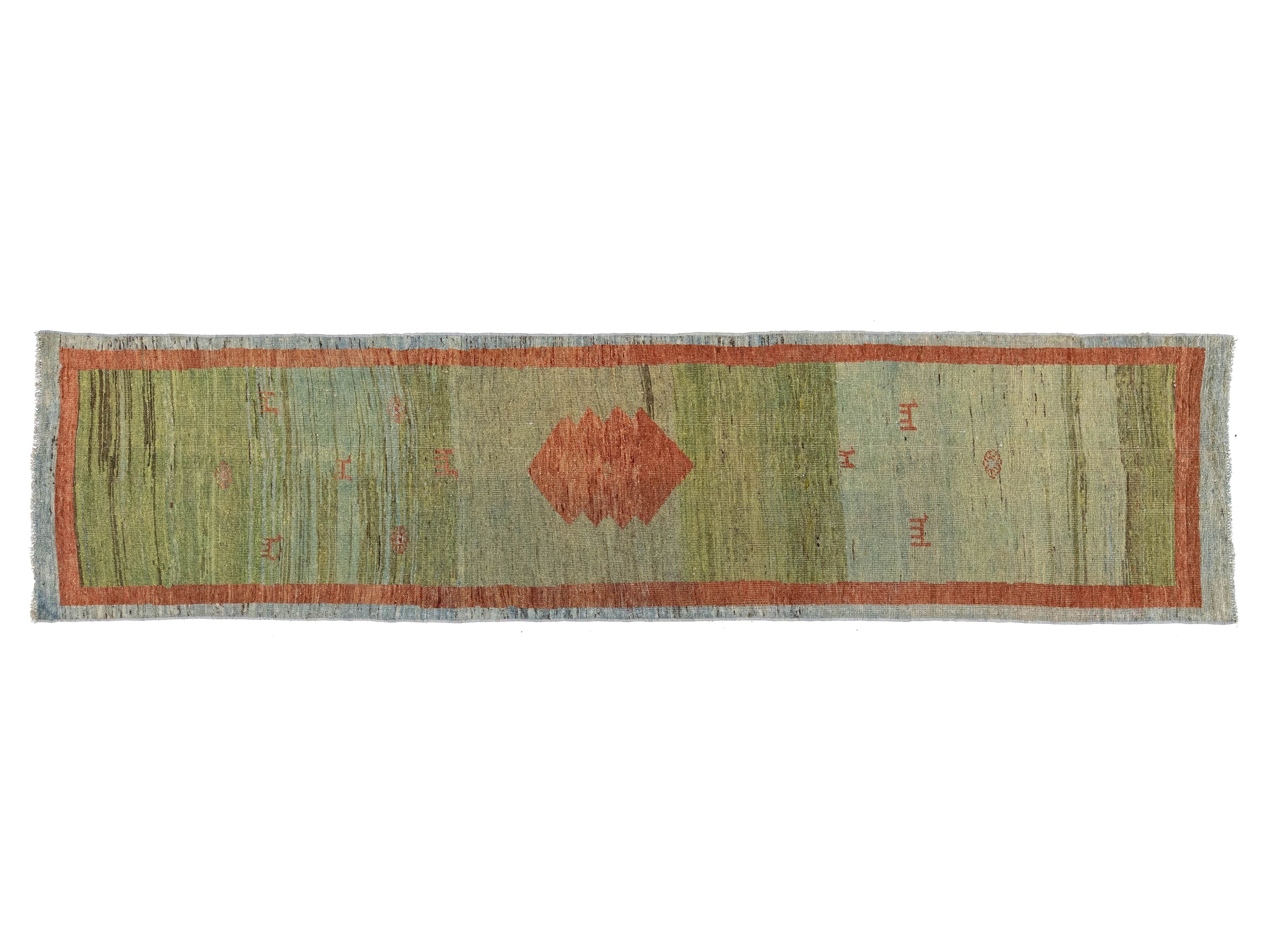 Modern Gabbeh Wool Runner 3 X 11