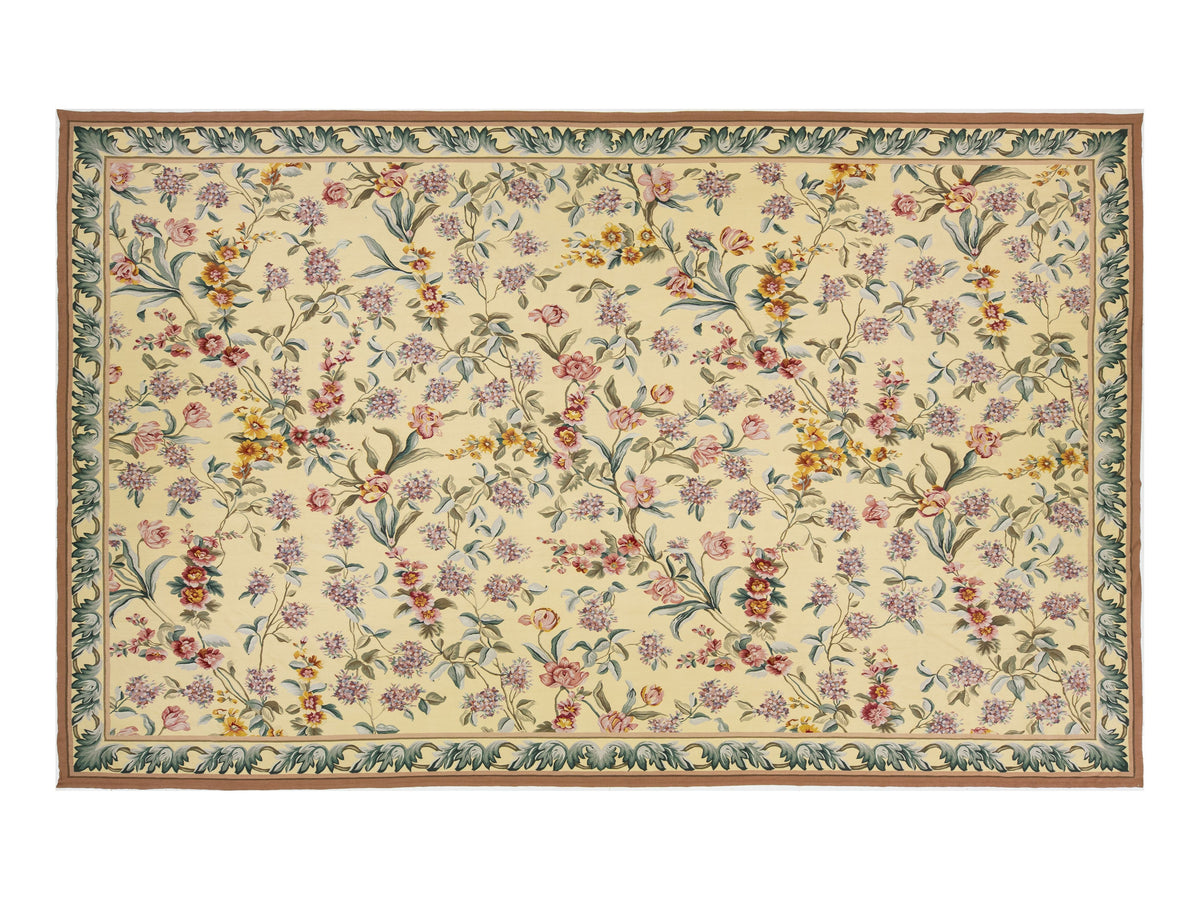 Vintage French Aubusson Wool Rug 13 X 20