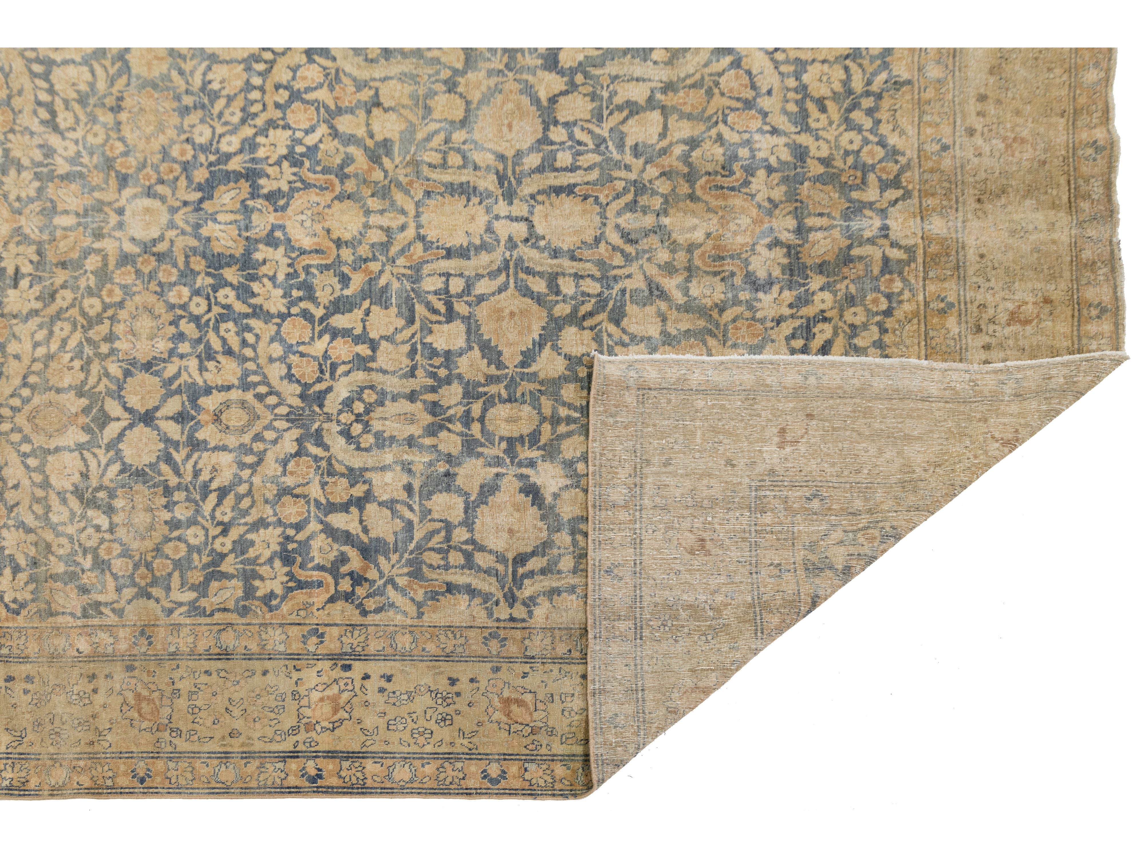Antique Tabriz Wool Rug 9 X 12