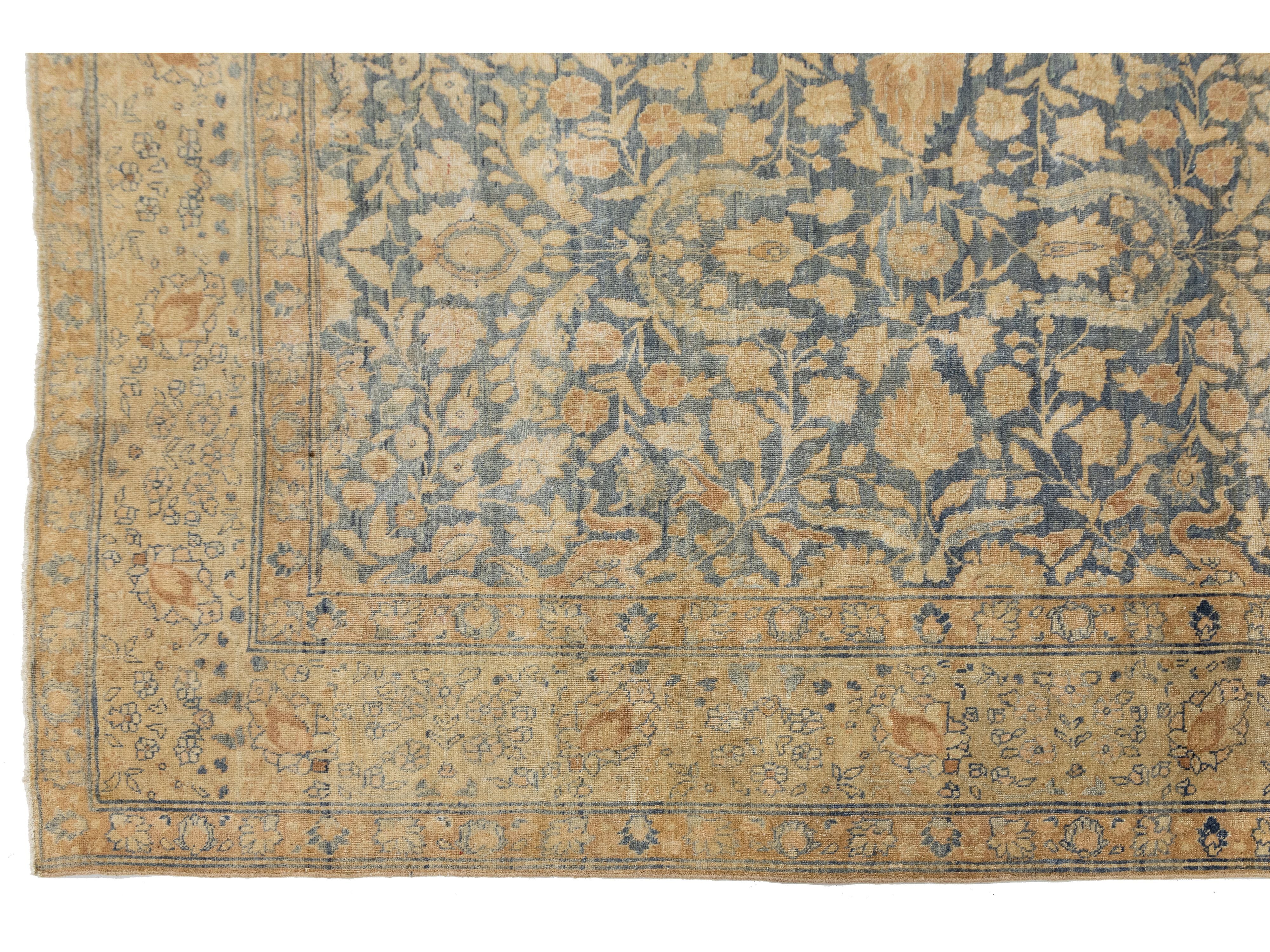Antique Tabriz Wool Rug 9 X 12
