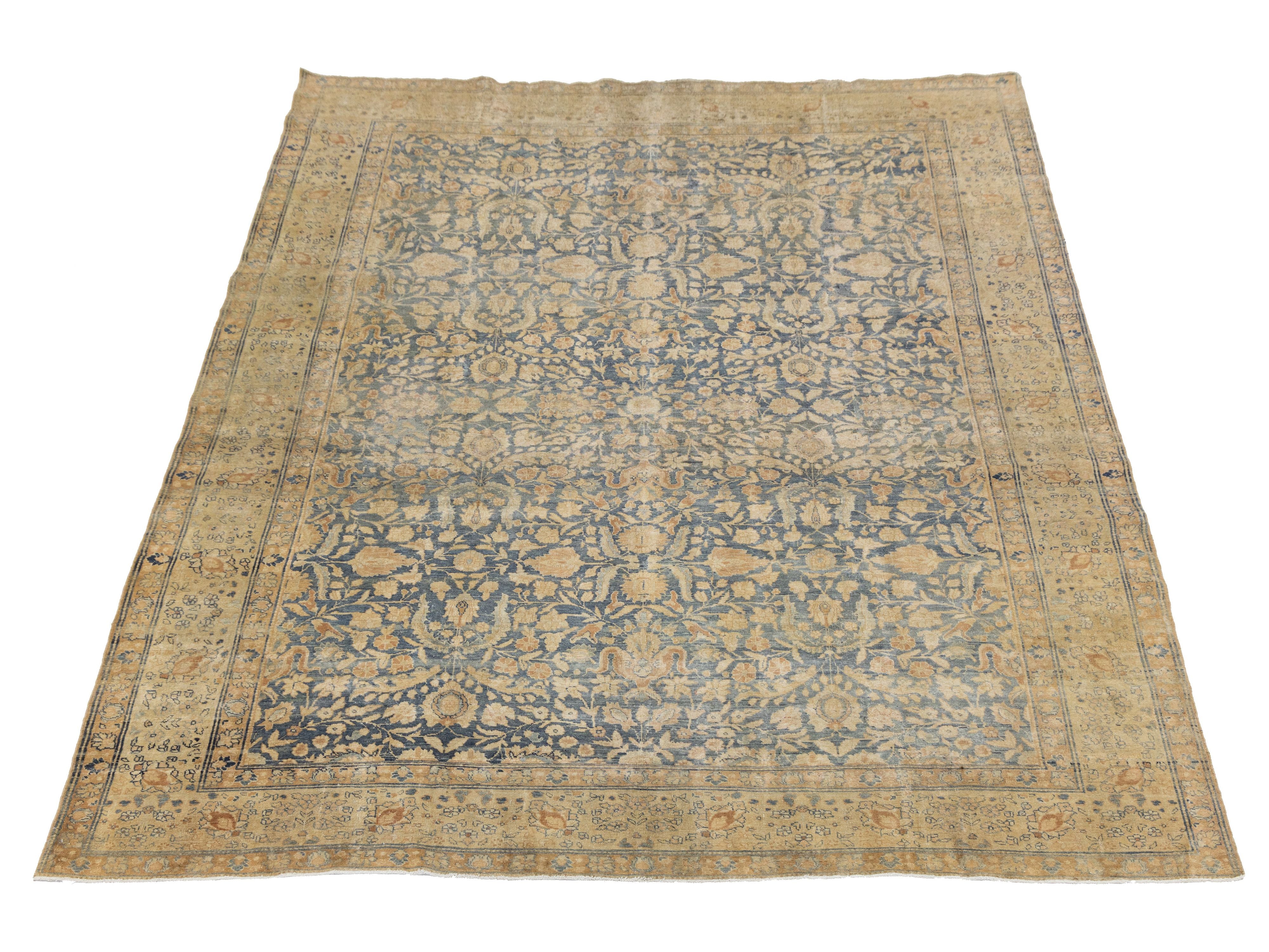 Antique Tabriz Wool Rug 9 X 12
