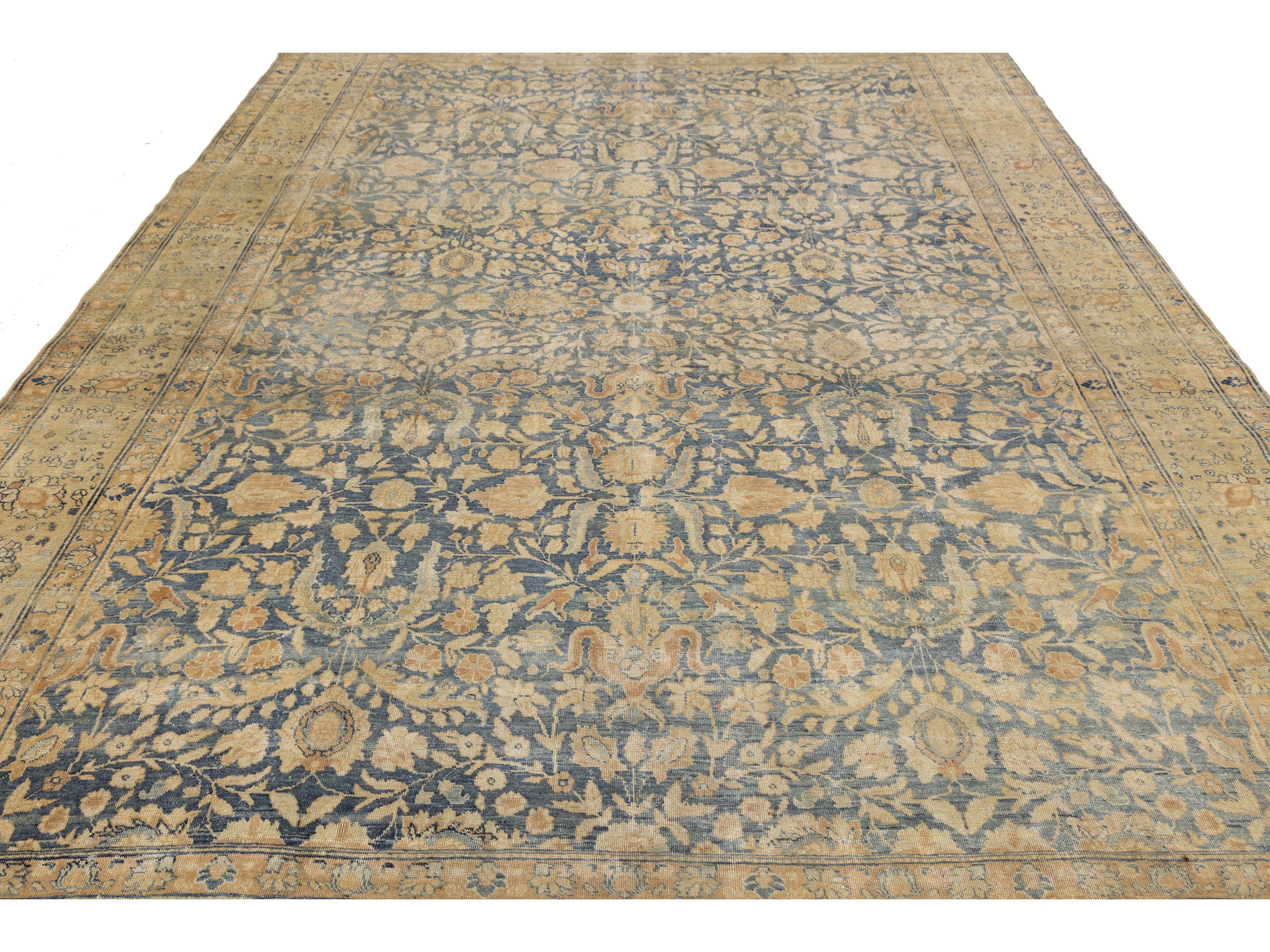 Antique Tabriz Wool Rug 9 X 12
