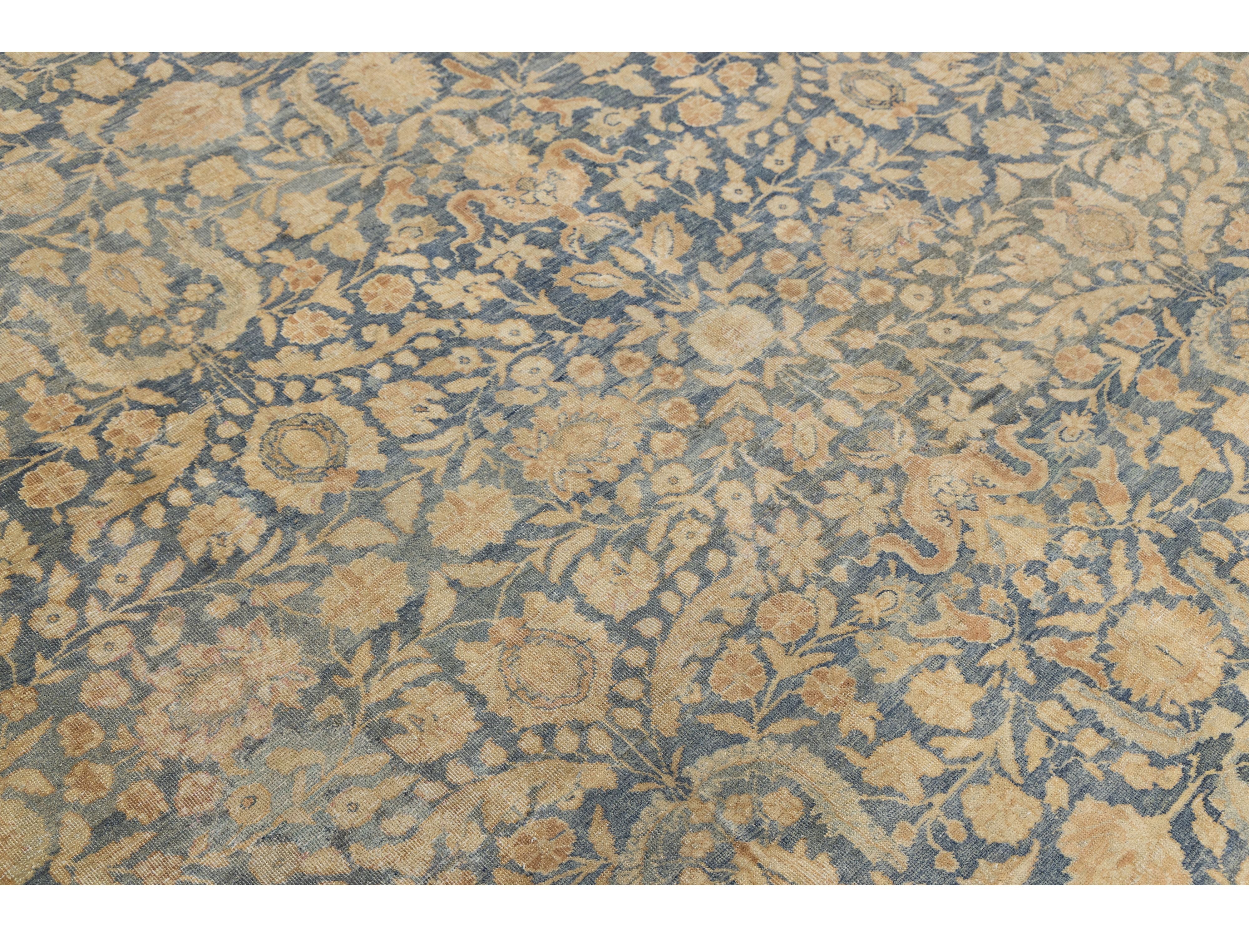 Antique Tabriz Wool Rug 9 X 12