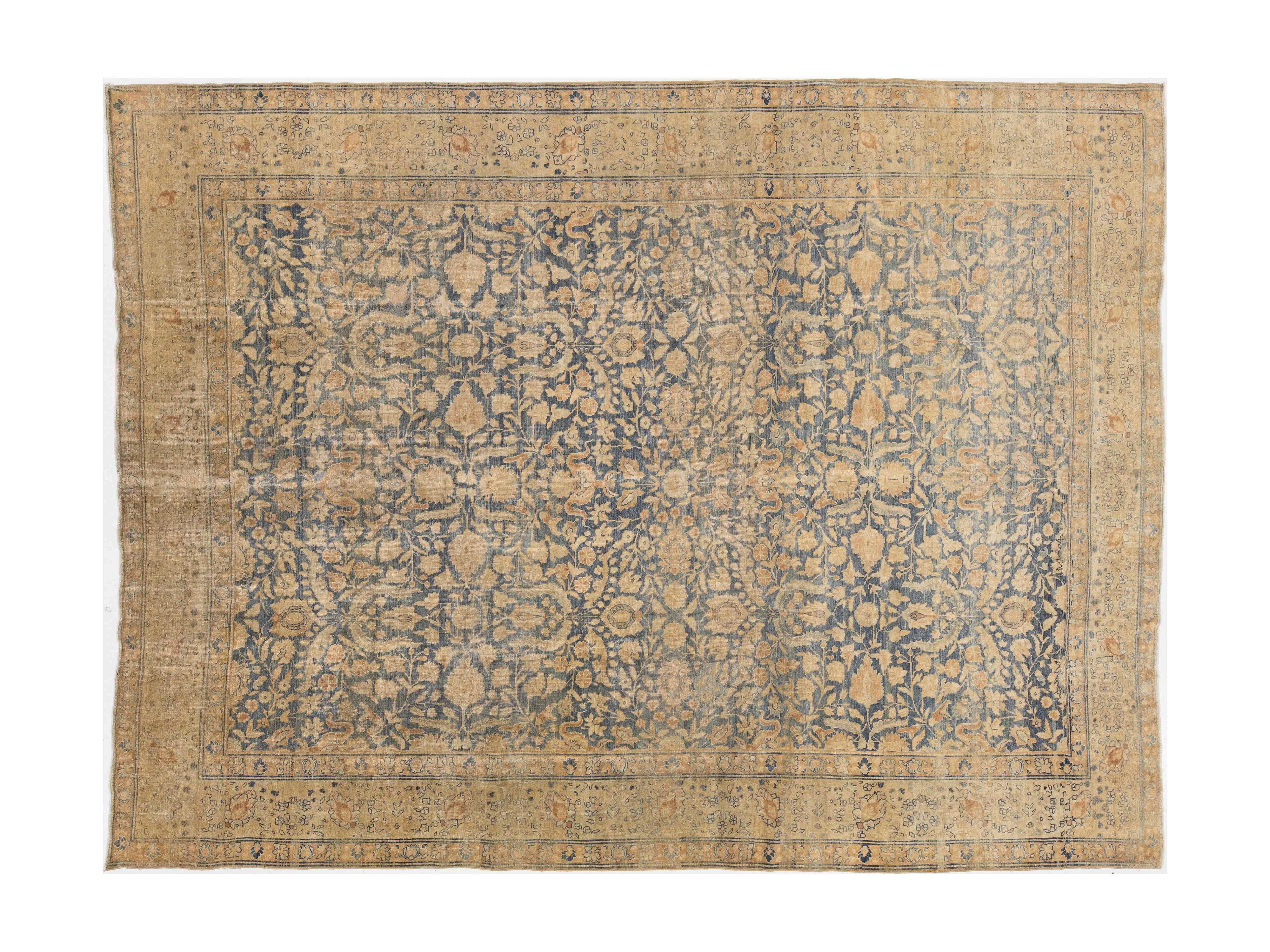 Antique Tabriz Wool Rug 9 X 12