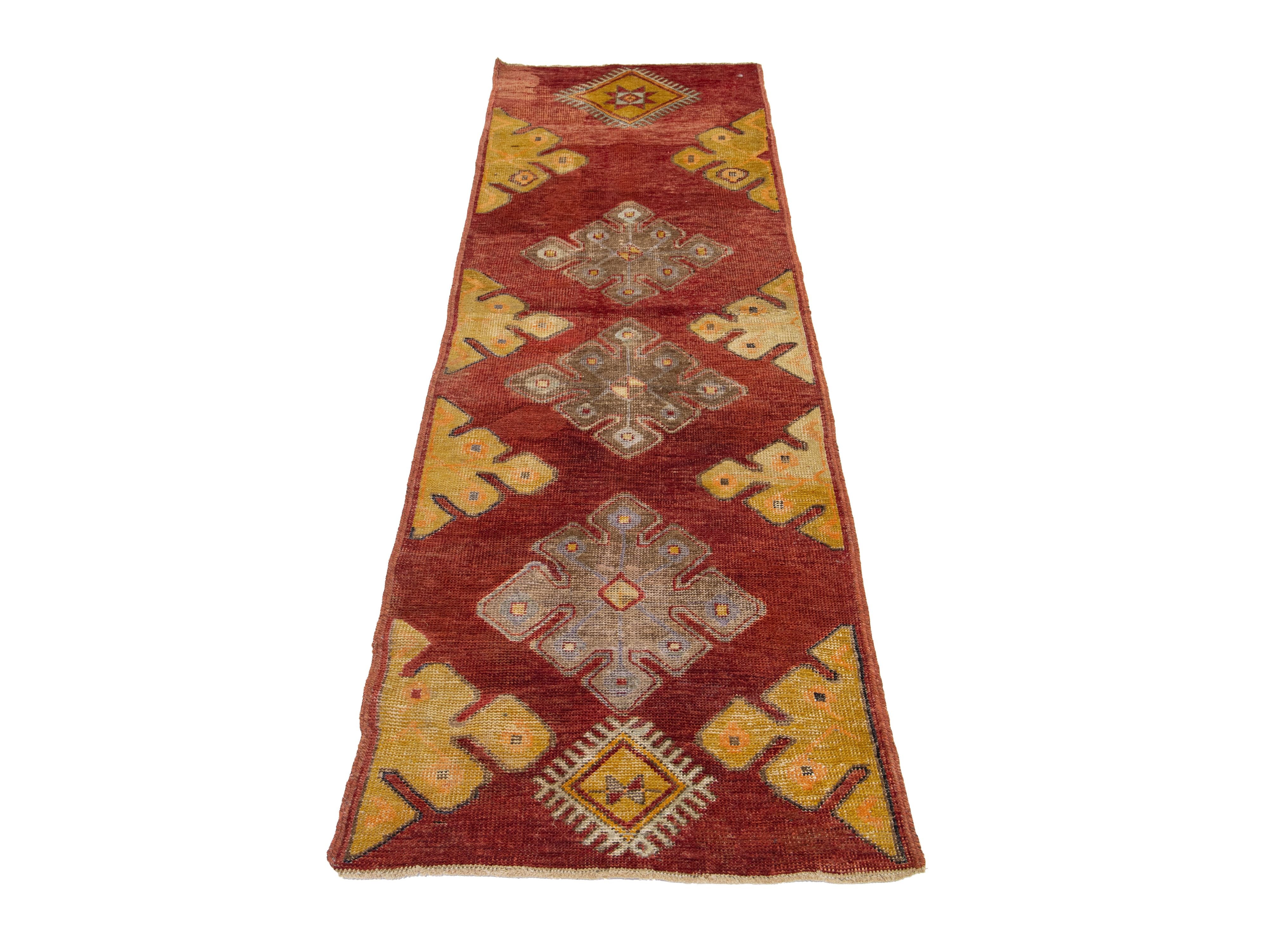 Vintage Turkish Anatolian Wool Runner Rug 2 X 7