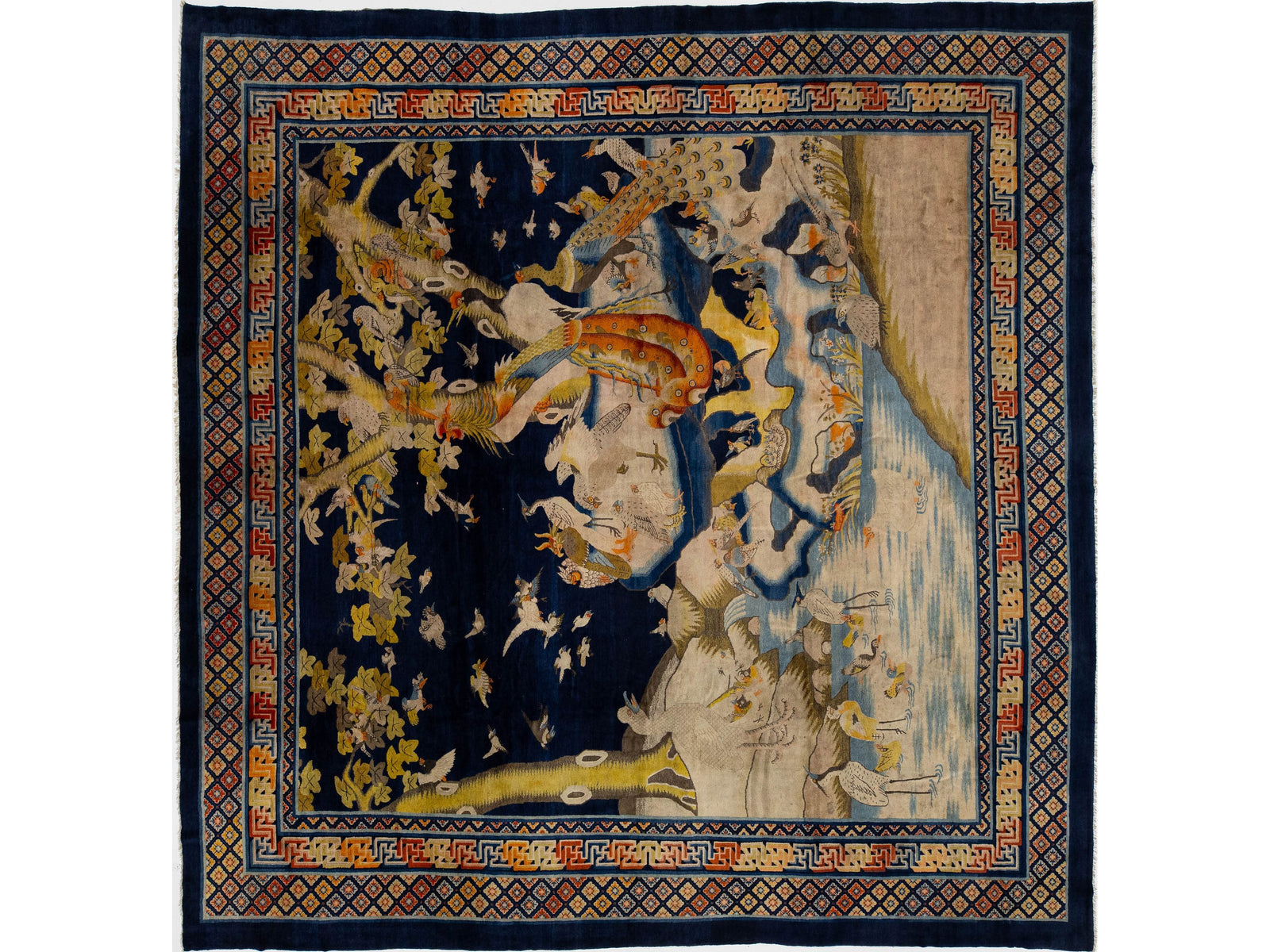 Antique Chinese Peking Wool Rug 13 X 12