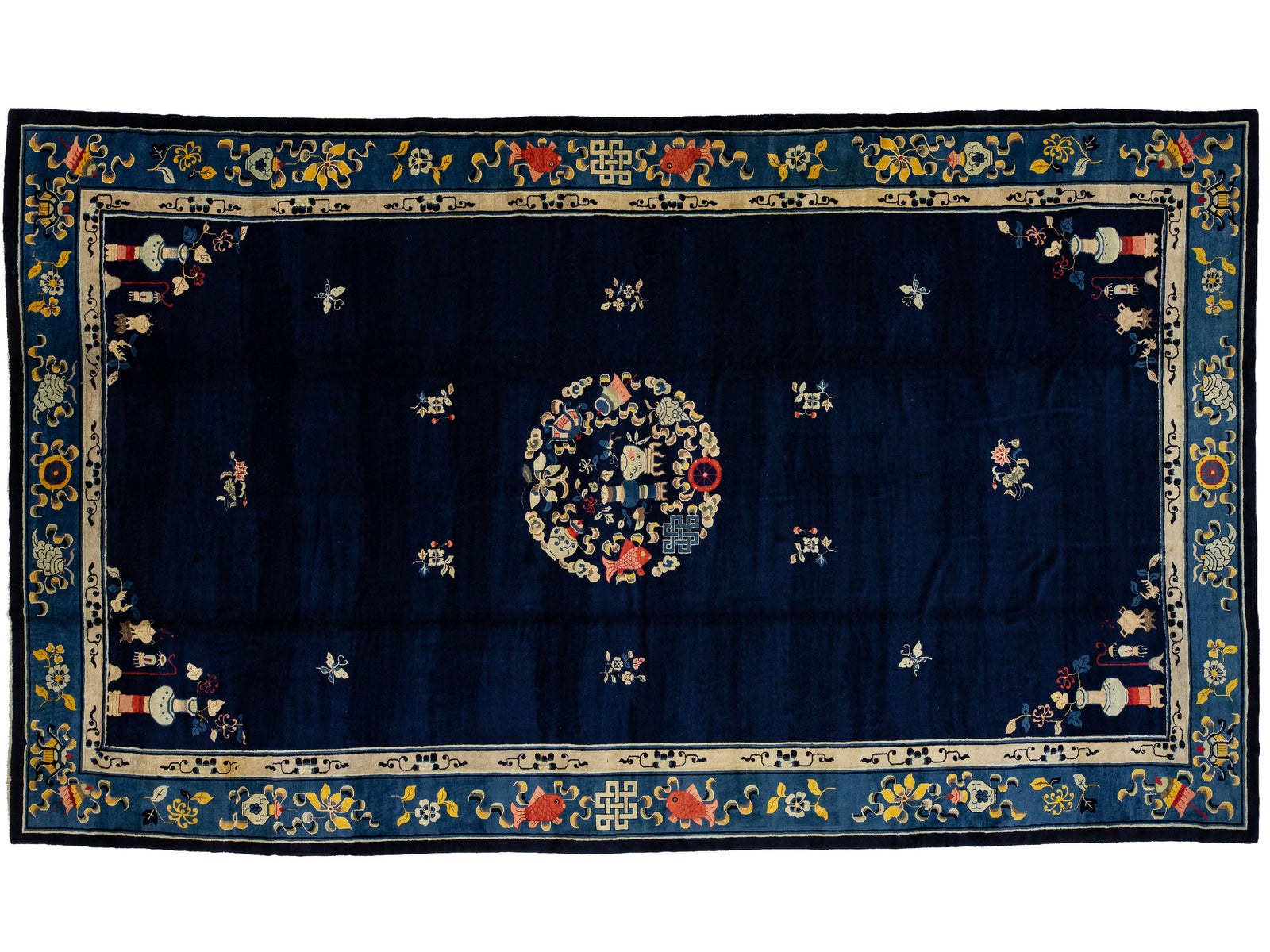 Antique Art Deco Chinese Wool Rug 12 X 20