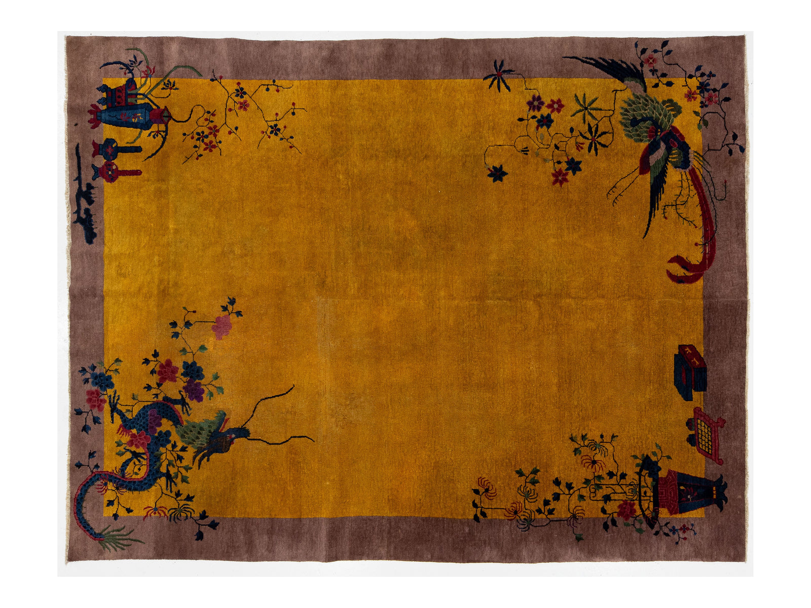Antique Art Deco Chinese Wool Rug 8 X 11