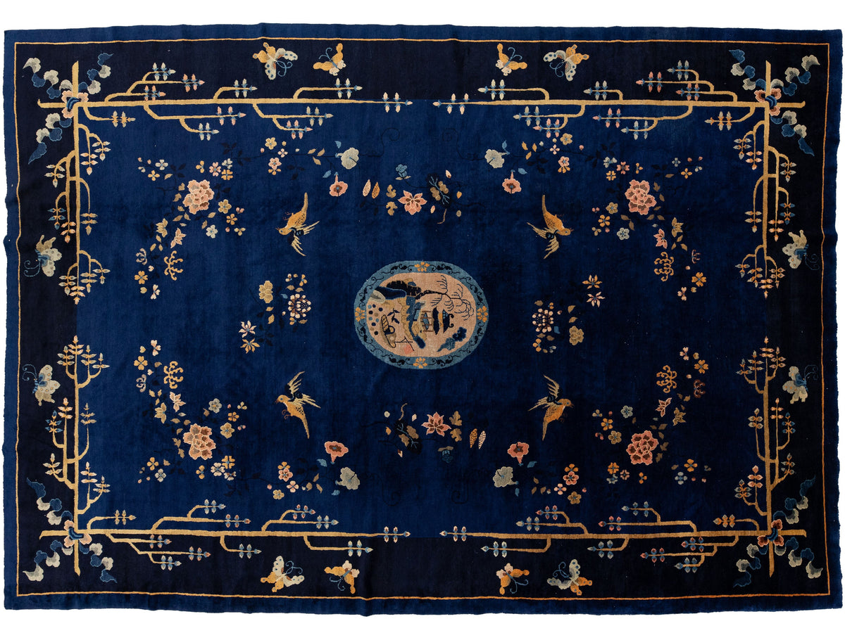 Antique Art Deco Chinese Wool Rug 10 X 14