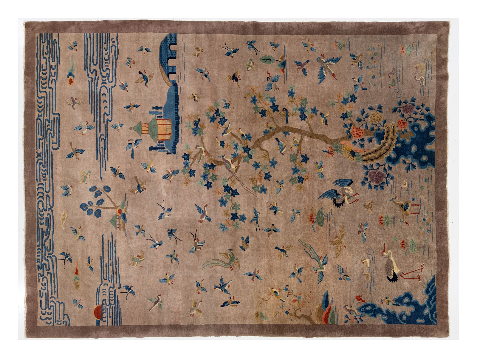 Antique Art Deco Chinese Wool Rug 10 X 14