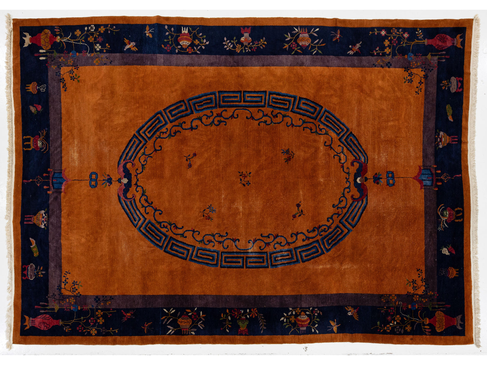 Antique Art Deco Chinese Wool Rug 10 X 14