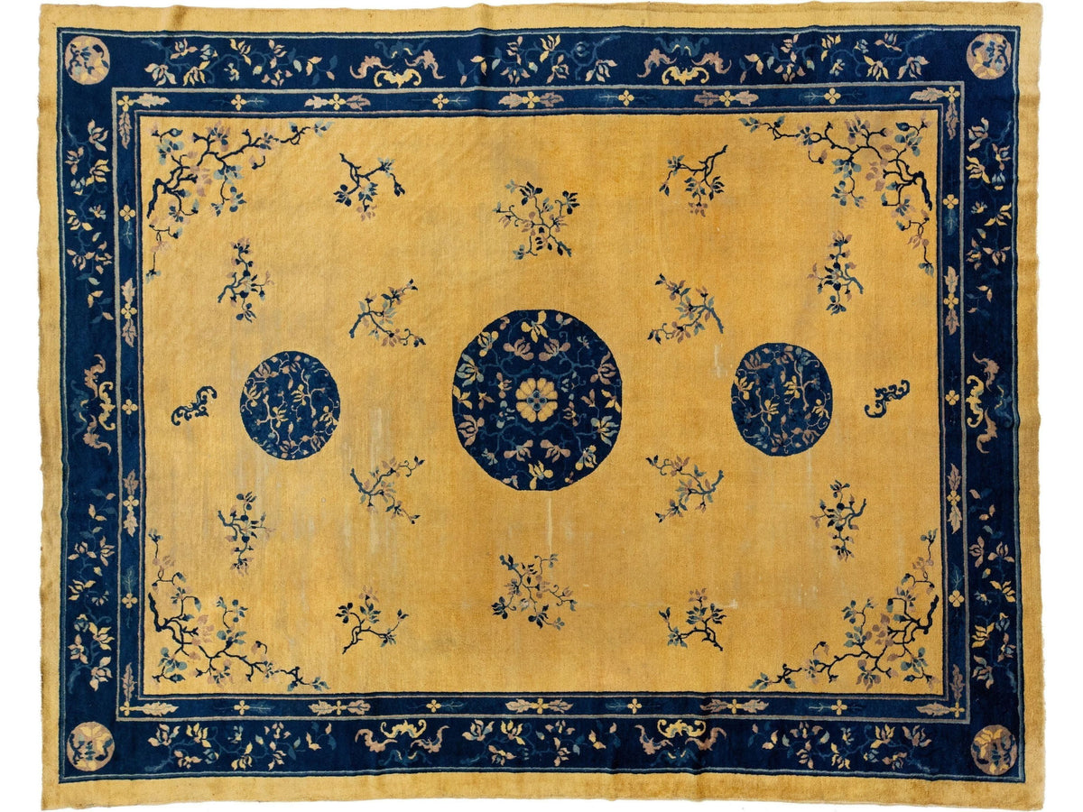 Antique Peking Chinese Wool Rug 9 X 11