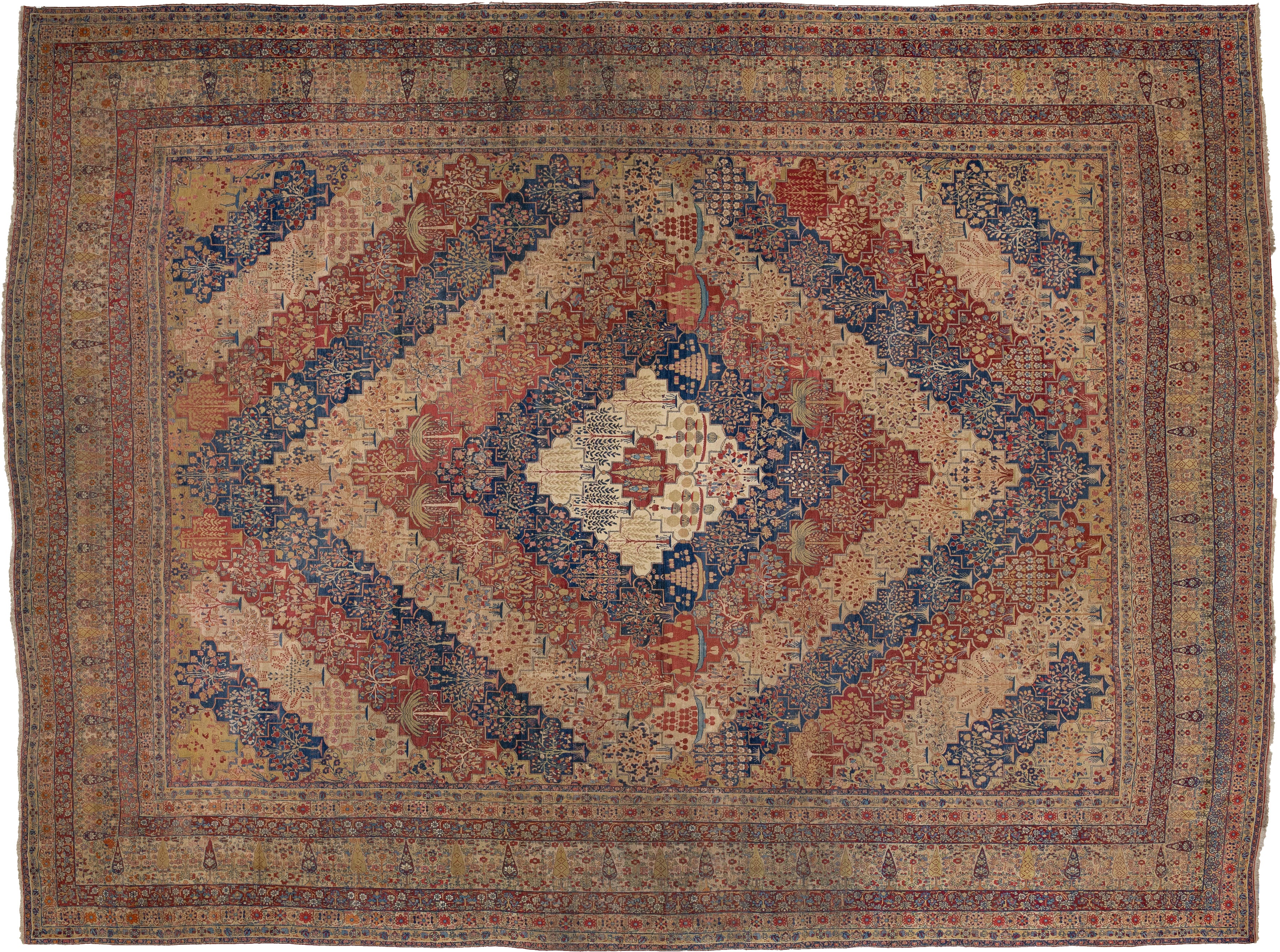 Antique Kerman Wool Rug 18 X 24