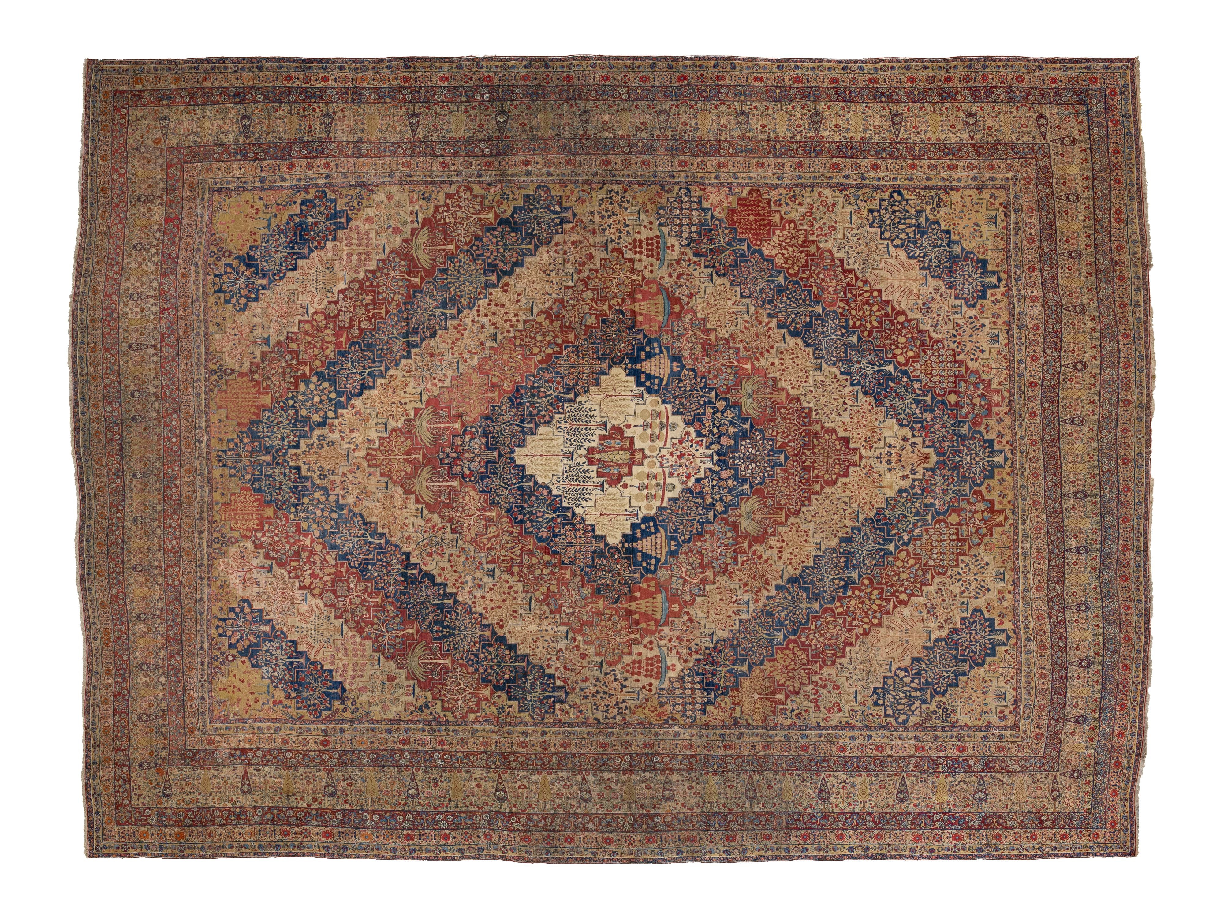 Antique Kerman Wool Rug 18 X 24